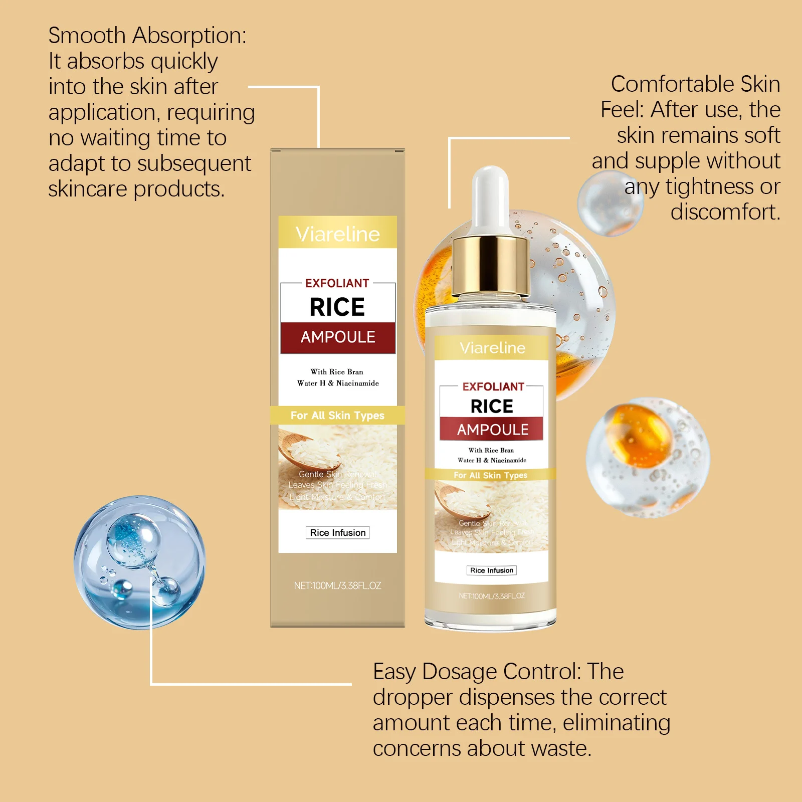 Viareline Rice Exfoliant Ampoule Gentle Cleansing Hydrating Facial Serum for All Skin Types 8 rice exfoliant ampoule serum der 5qyezp5m desc 8