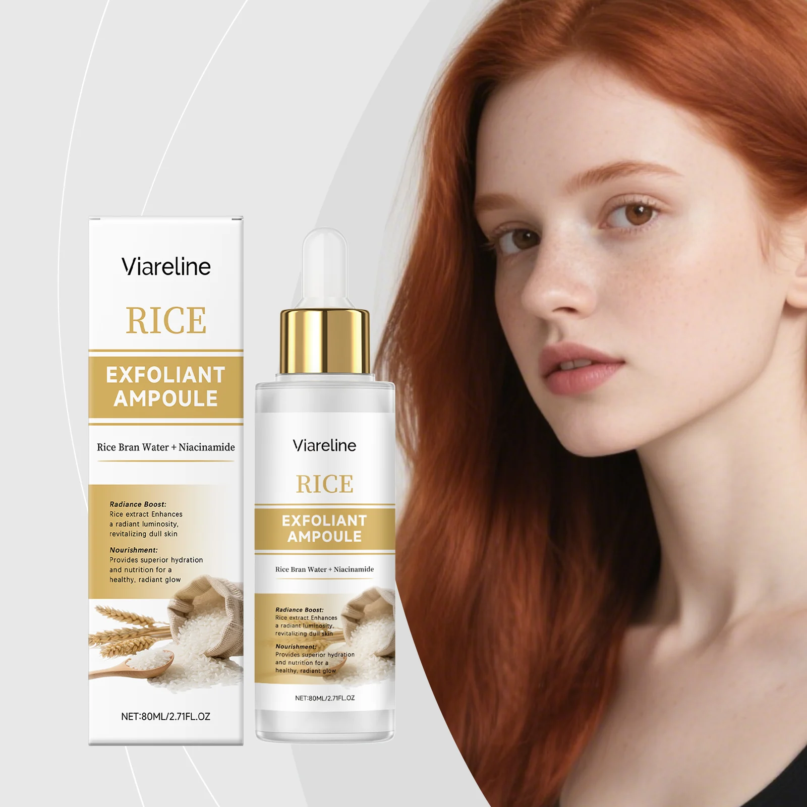 Rice Exfoliating Ampoule 80ml for Facial Cleansing, Nourishing, Moisturizing & Brightening 2 rice exfoliating ampoule 80ml der z7hnc6cz desc 2
