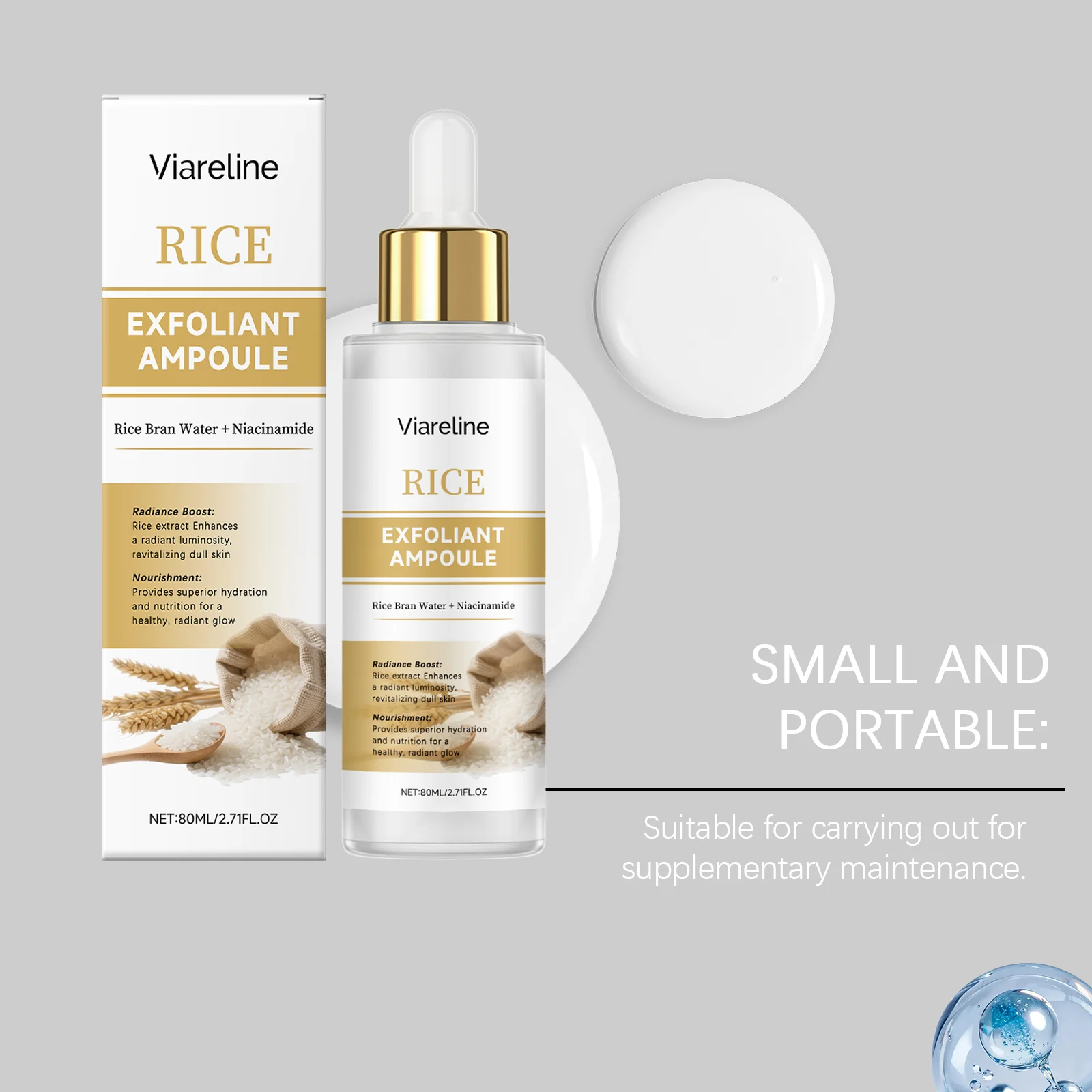 Rice Exfoliating Ampoule 80ml for Facial Cleansing, Nourishing, Moisturizing & Brightening 6 rice exfoliating ampoule 80ml der z7hnc6cz desc 6
