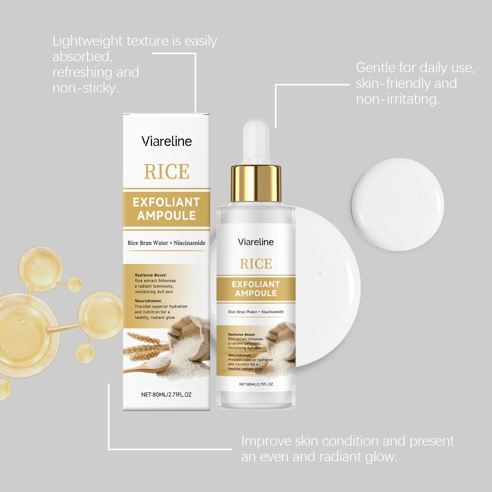 Rice Exfoliating Ampoule 80ml for Facial Cleansing, Nourishing, Moisturizing & Brightening 7 rice exfoliating ampoule 80ml der z7hnc6cz desc 7