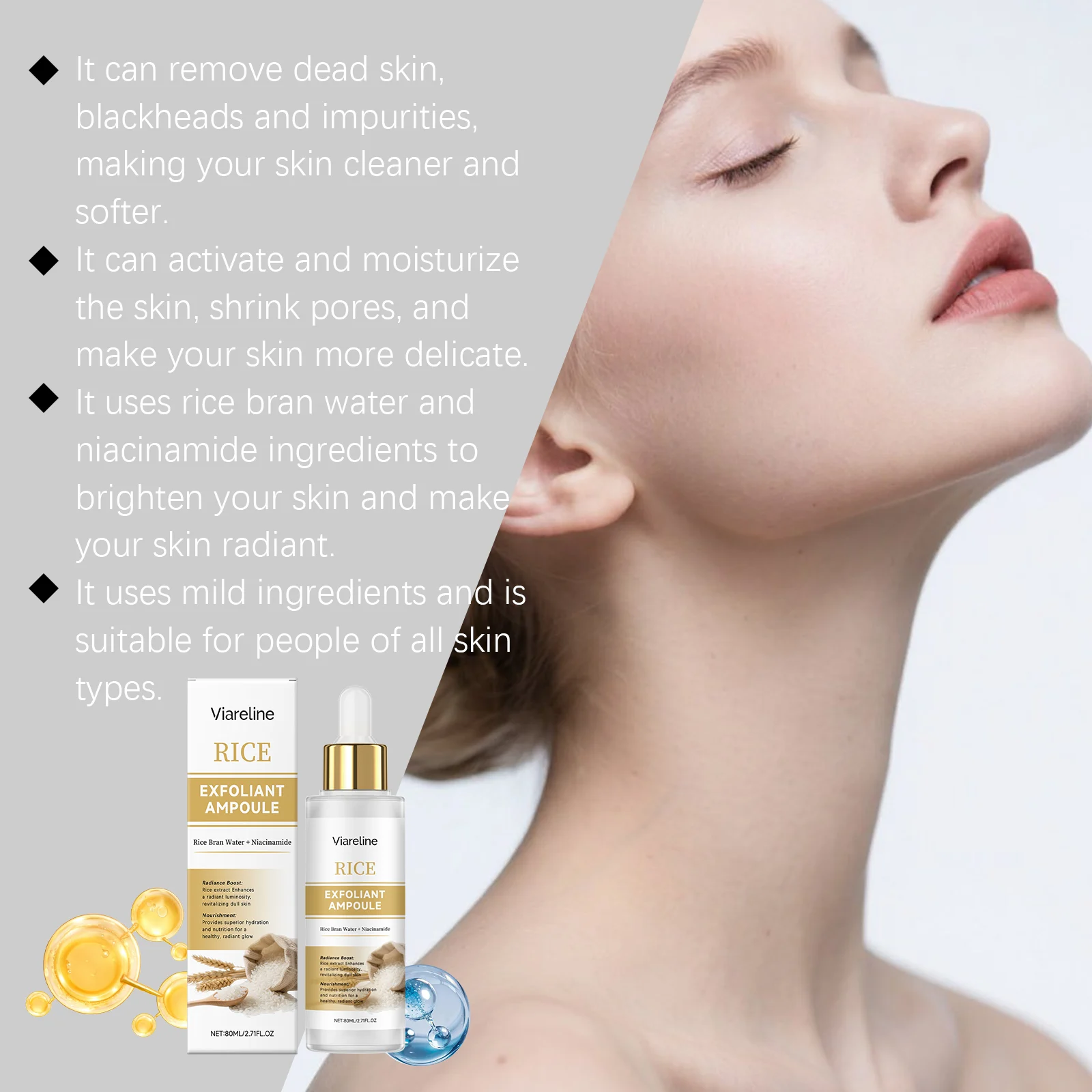 Rice Exfoliating Ampoule 80ml for Facial Cleansing, Nourishing, Moisturizing & Brightening 8 rice exfoliating ampoule 80ml der z7hnc6cz desc 8