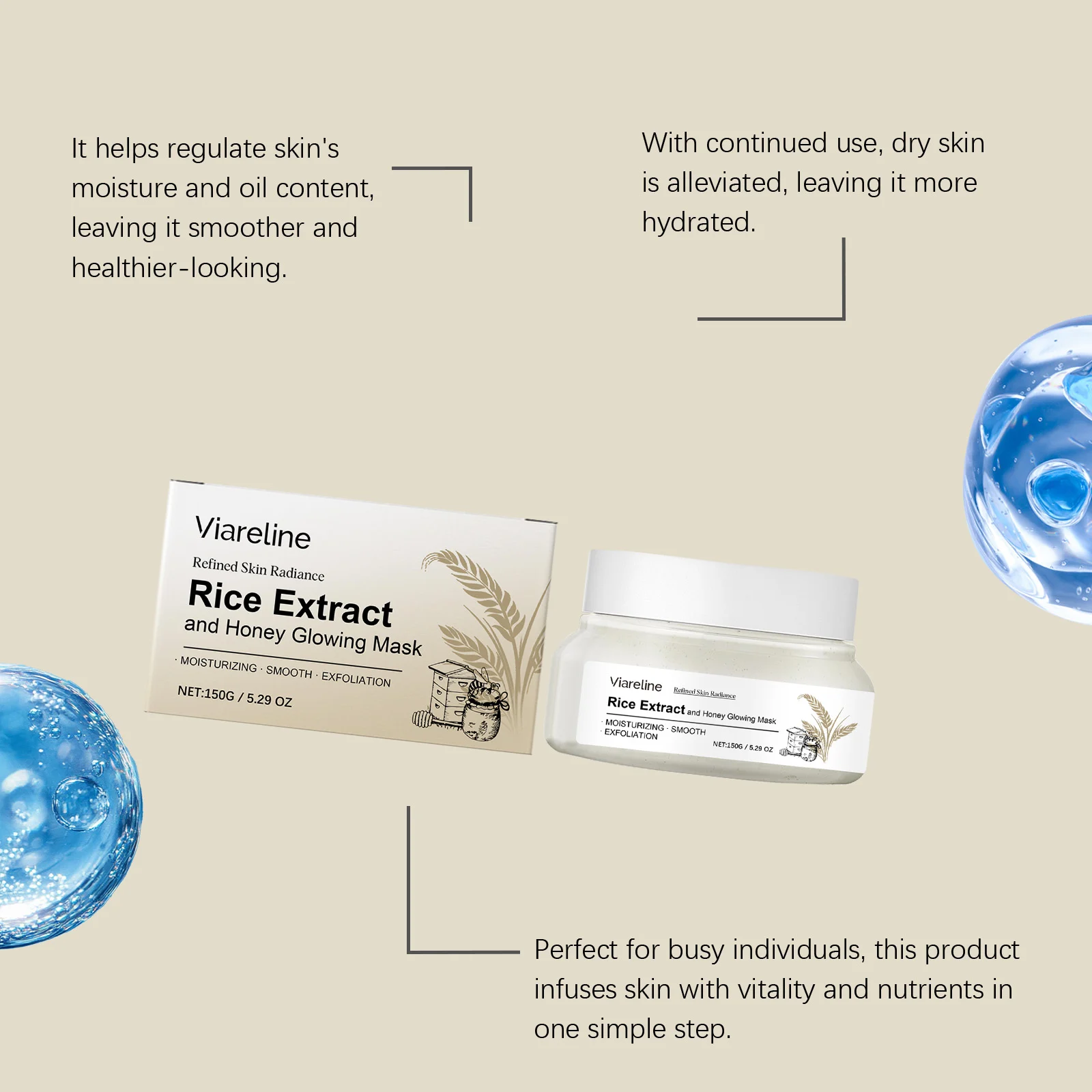 Viareline Rice Extract and Honey Glowing Mask for Brightening & Hydrating Skin 7 rice honey glowing mask der 3sshp5ae desc 7