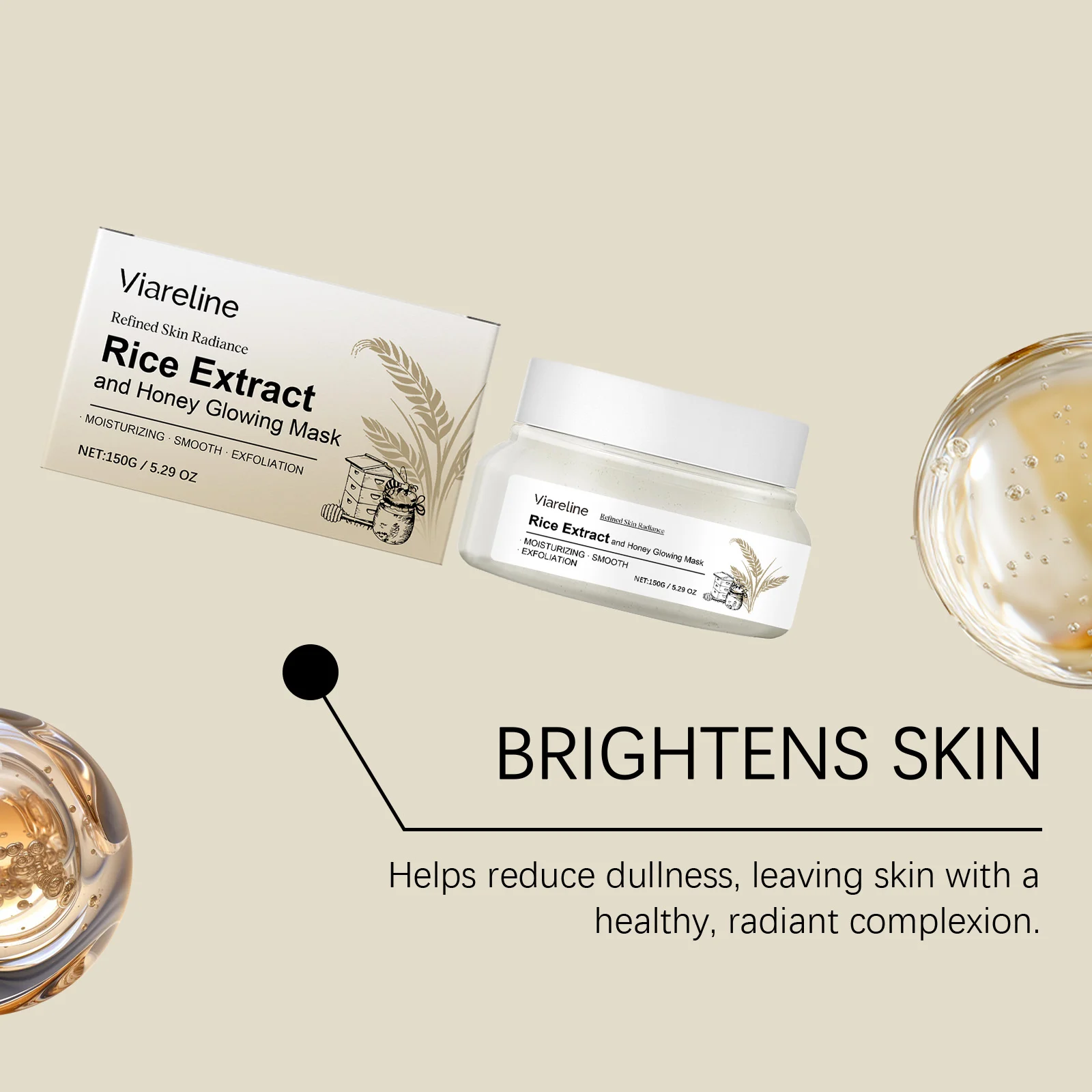 Viareline Rice Extract and Honey Glowing Mask for Brightening & Hydrating Skin 8 rice honey glowing mask der 3sshp5ae desc 8