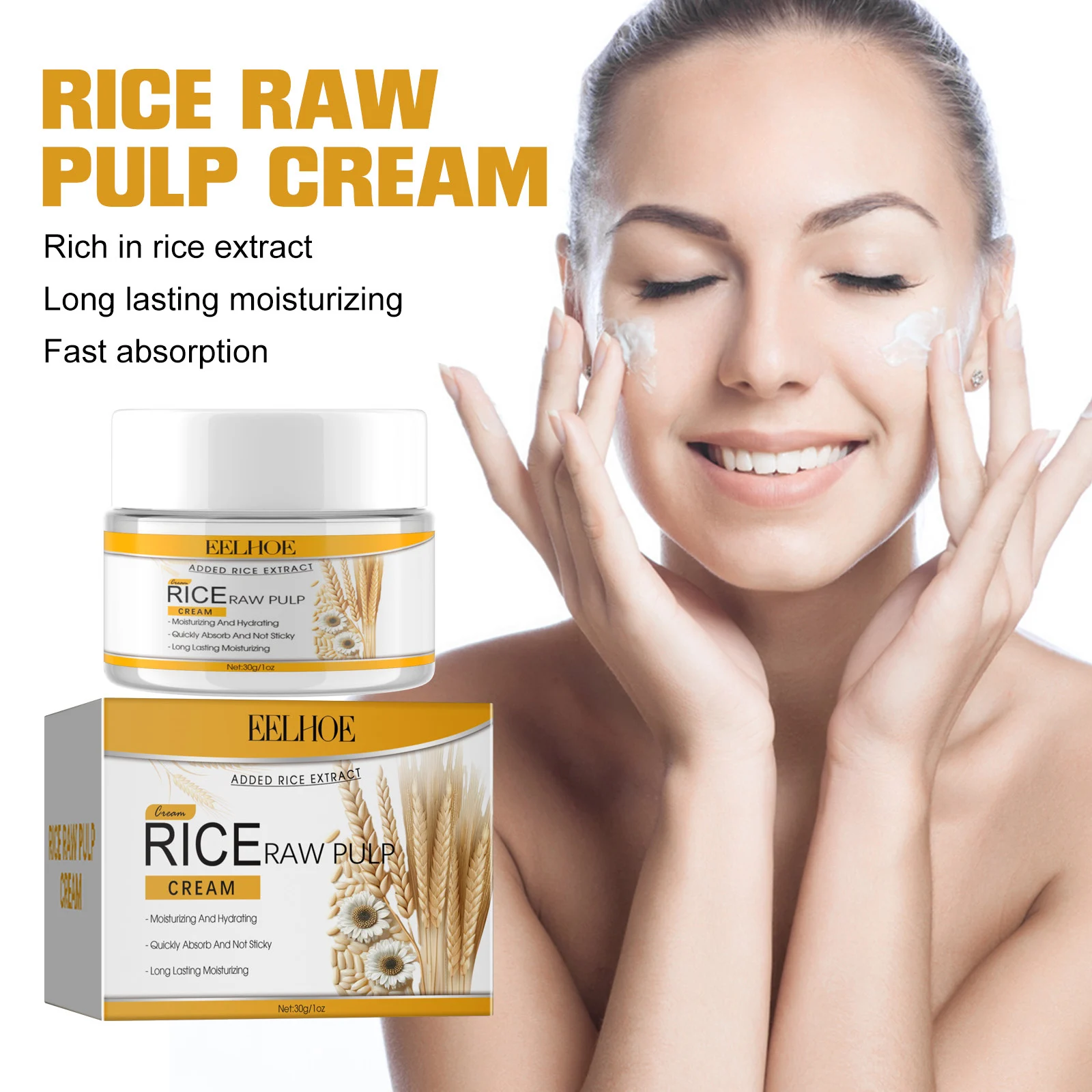 Rice Raw Pulp Moisturizing Cream 30g Hydrating Face Cream to Lock in Moisture and Smooth Skin 2 rice raw pulp moisturizing cream 30g cih 3xypceca desc 2