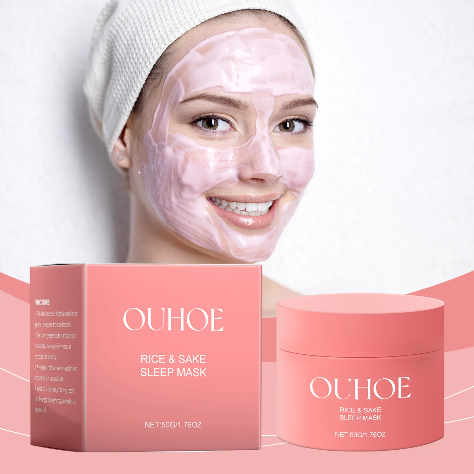 Rice Sake Sleep Mask 50g Hydrating Overnight Facial Mask for Brightening & Moisturizing 2 rice sake sleep mask 50g cih xbjn387w desc 2