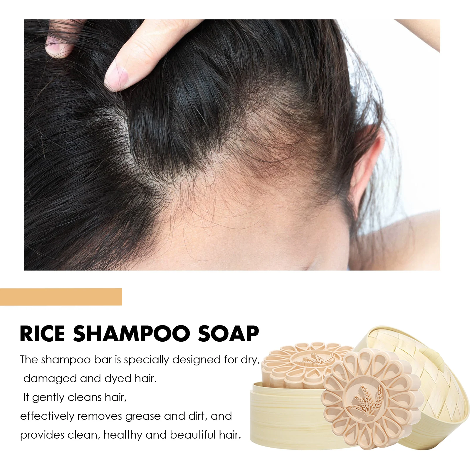 Rice Shampoo Bar 100g for Hair Loss Prevention, Nourishing Scalp & Strengthening Hair 7 rice shampoo bar hair loss prevention 100g cih qswy64cy desc 7