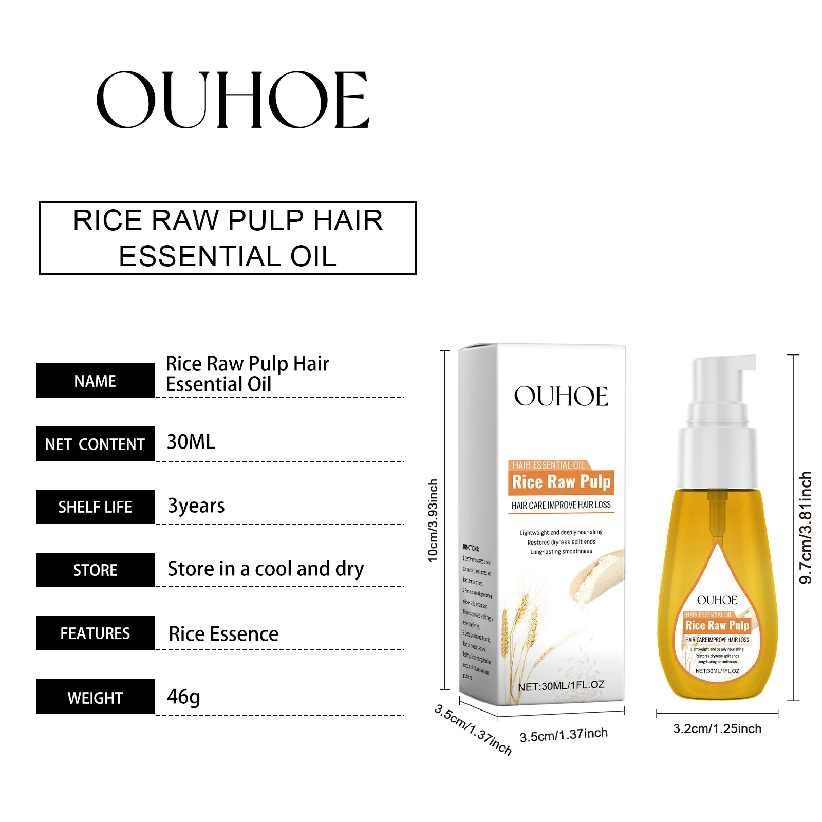 Rice Water Hair Oil 30ml for Split Ends Repair, Frizz Control, and Shine Enhancement 1 rice water hair oil 30ml cih mxcg3k9p desc 1