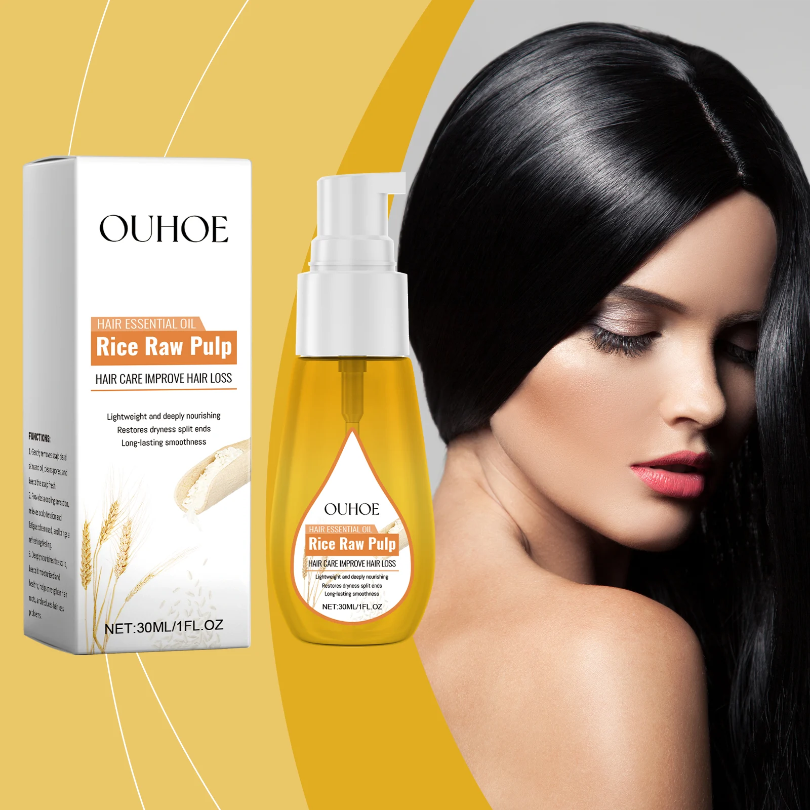Rice Water Hair Oil 30ml for Split Ends Repair, Frizz Control, and Shine Enhancement 2 rice water hair oil 30ml cih mxcg3k9p desc 2
