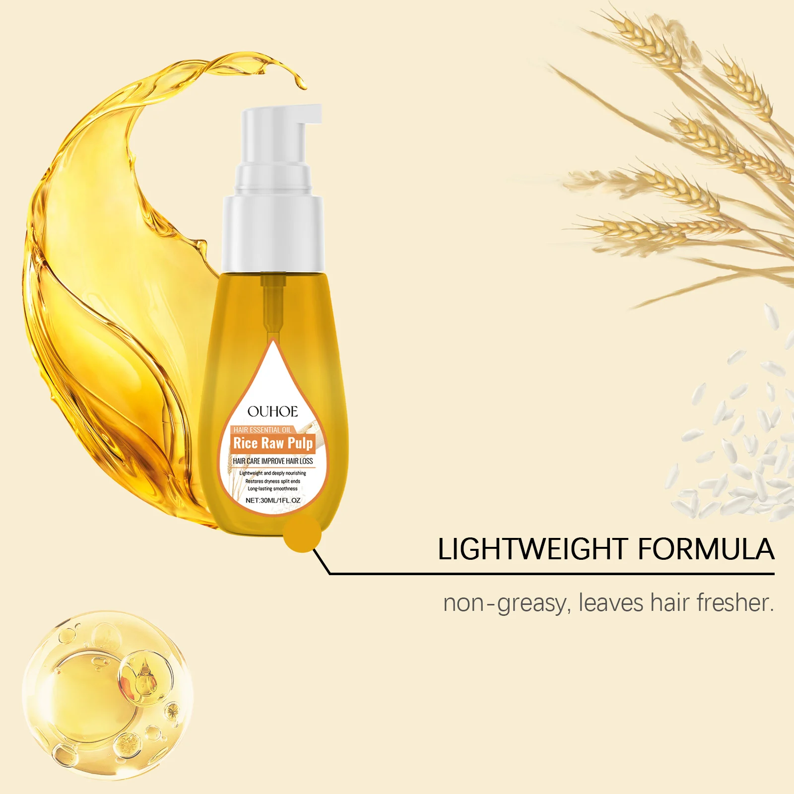 Rice Water Hair Oil 30ml for Split Ends Repair, Frizz Control, and Shine Enhancement 7 rice water hair oil 30ml cih mxcg3k9p desc 7