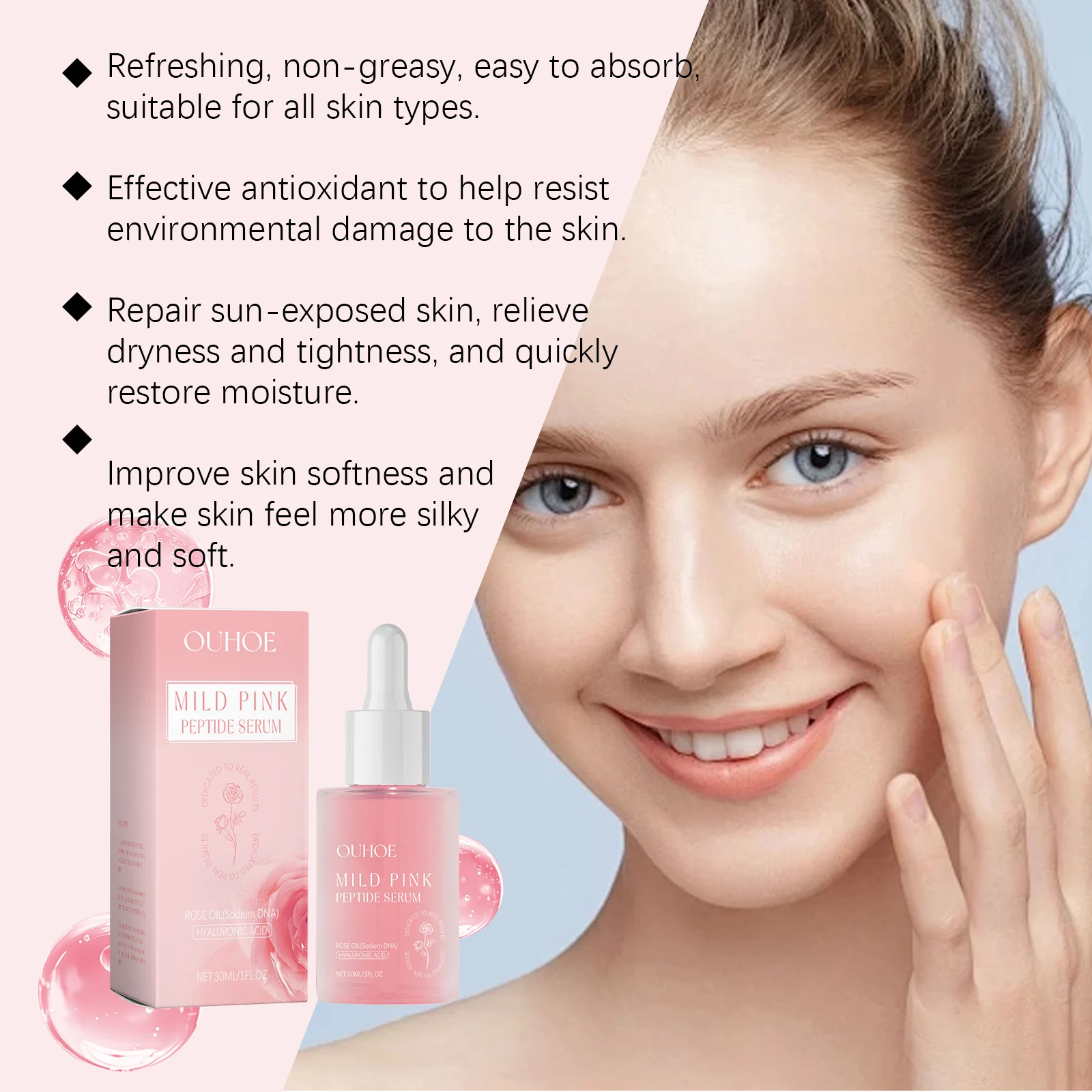 Rose Facial Serum Peptide Moisturizing Brightening Nourishing Skin Repair 8 rose facial serum peptide moisturizing brightening cih nfmvhuky desc 8