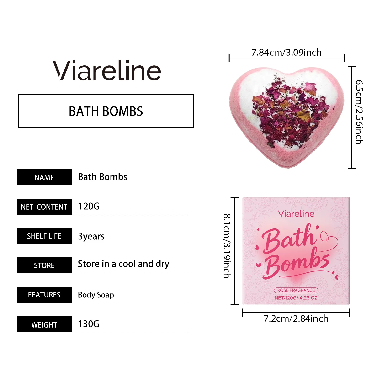 Rose Heart Bath Bombs 120g with Plant Extract for Pore Cleansing and Hydration 1 rose heart bath bombs 120g plant extract cleansing hydration der 9psu8wtw desc 1