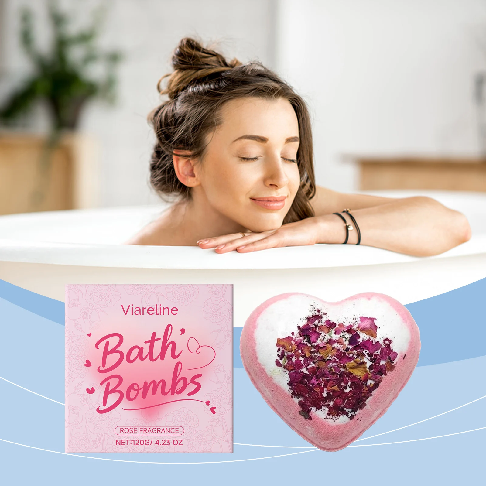 Rose Heart Bath Bombs 120g with Plant Extract for Pore Cleansing and Hydration 2 rose heart bath bombs 120g plant extract cleansing hydration der 9psu8wtw desc 2