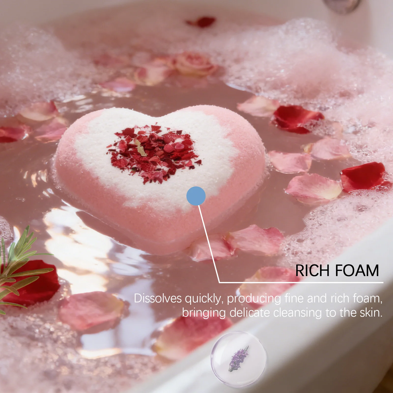 Rose Heart Bath Bombs 120g with Plant Extract for Pore Cleansing and Hydration 7 rose heart bath bombs 120g plant extract cleansing hydration der 9psu8wtw desc 7