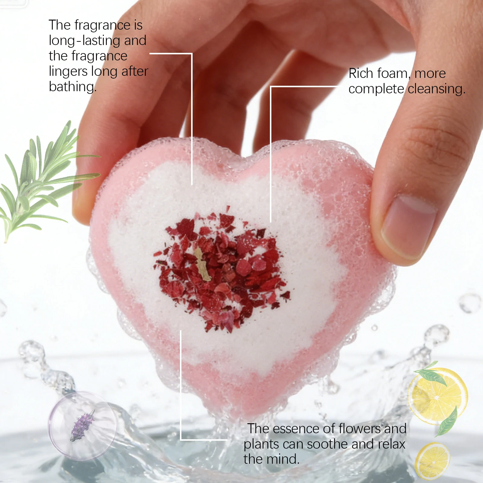 Rose Heart Bath Bombs 120g with Plant Extract for Pore Cleansing and Hydration 8 rose heart bath bombs 120g plant extract cleansing hydration der 9psu8wtw desc 8