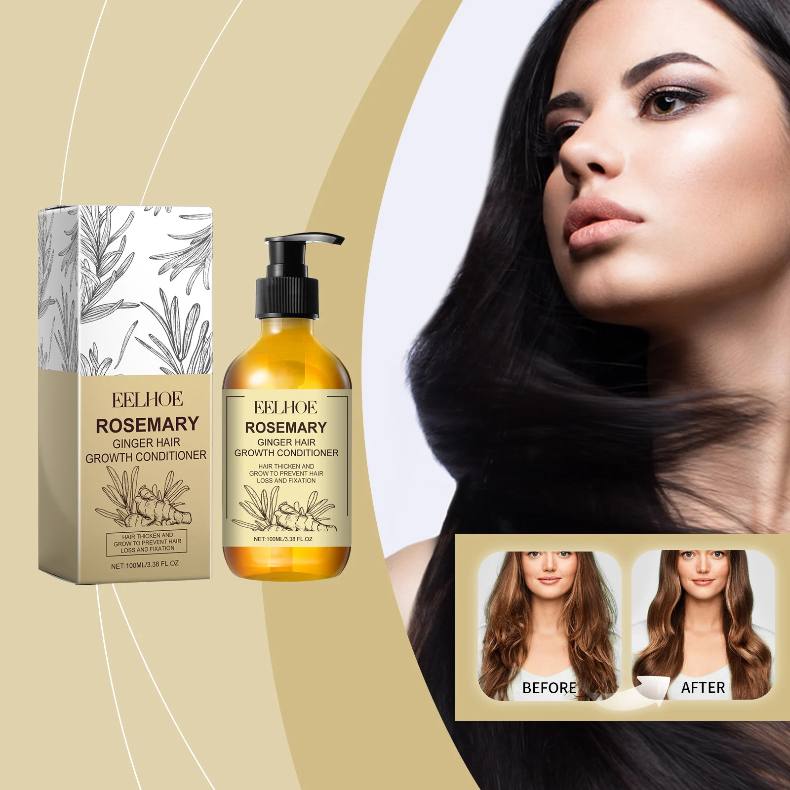 Rosemary Ginger Hair Conditioner for Dry Damaged Hair Repair Frizz Control Smoothing 100ml 2 rosemary ginger hair conditioner 100ml cih t5ympfkd desc 2