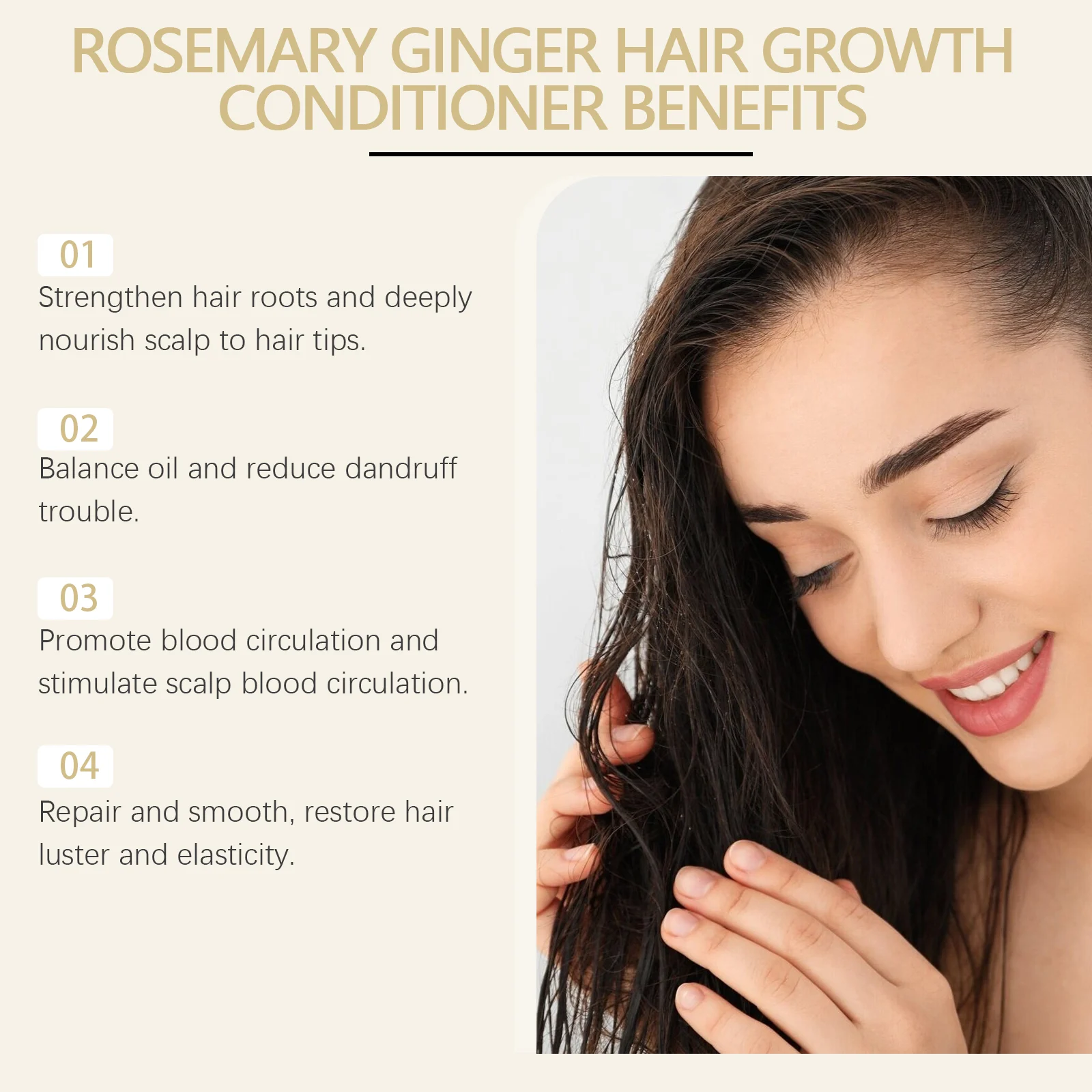 Rosemary Ginger Hair Conditioner for Dry Damaged Hair Repair Frizz Control Smoothing 100ml 5 rosemary ginger hair conditioner 100ml cih t5ympfkd desc 5