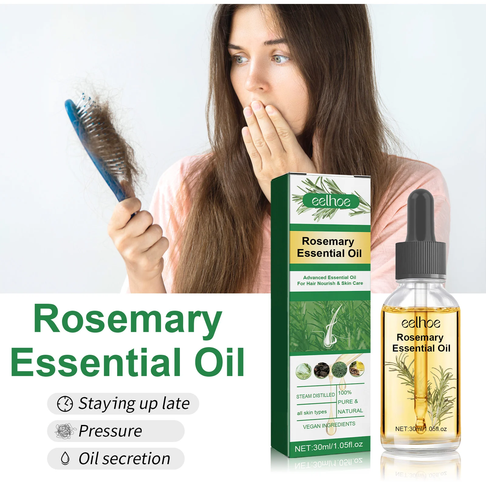 Rosemary Hair Oil for Split Ends and Frizz Control, 30ml Nourishing Hair Treatment 7 rosemary hair oil split ends frizz control 30ml cih x6fdhb7h desc 7