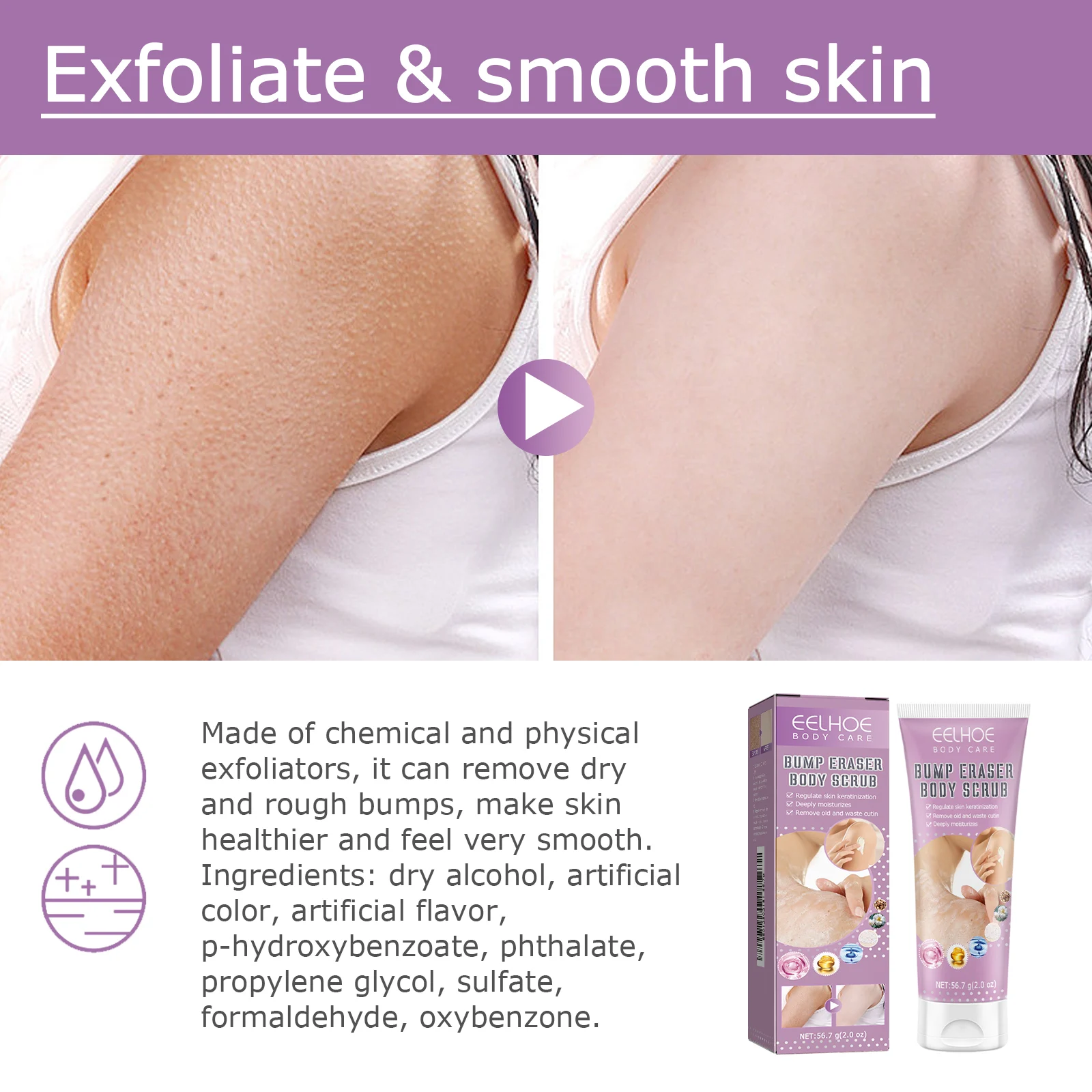 Rough Body Scrub Exfoliating Cream 56.7g for Dry Bump Removal and Smooth Skin 6 rough body scrub exfoliating cream 56 7g cih dbpn5gxu desc 6