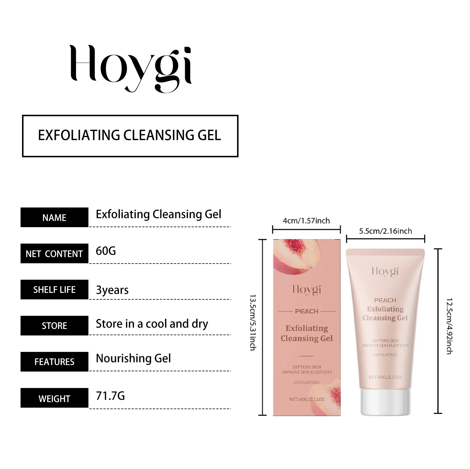 Hoygi Salicylic Acid Exfoliating Cleansing Gel with Peach Extract for Smooth Skin 1 salicylic acid exfoliating gel cih 434h2cqh desc 1