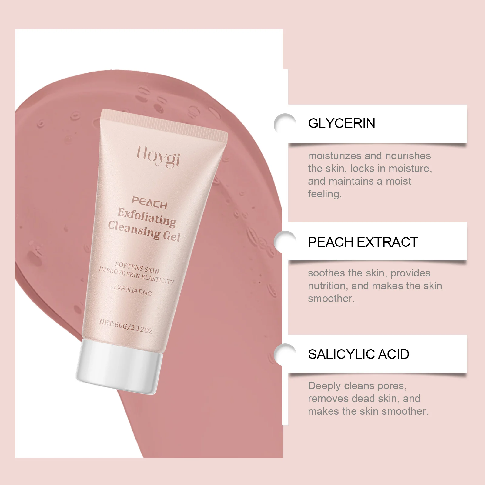 Hoygi Salicylic Acid Exfoliating Cleansing Gel with Peach Extract for Smooth Skin 7 salicylic acid exfoliating gel cih 434h2cqh desc 7