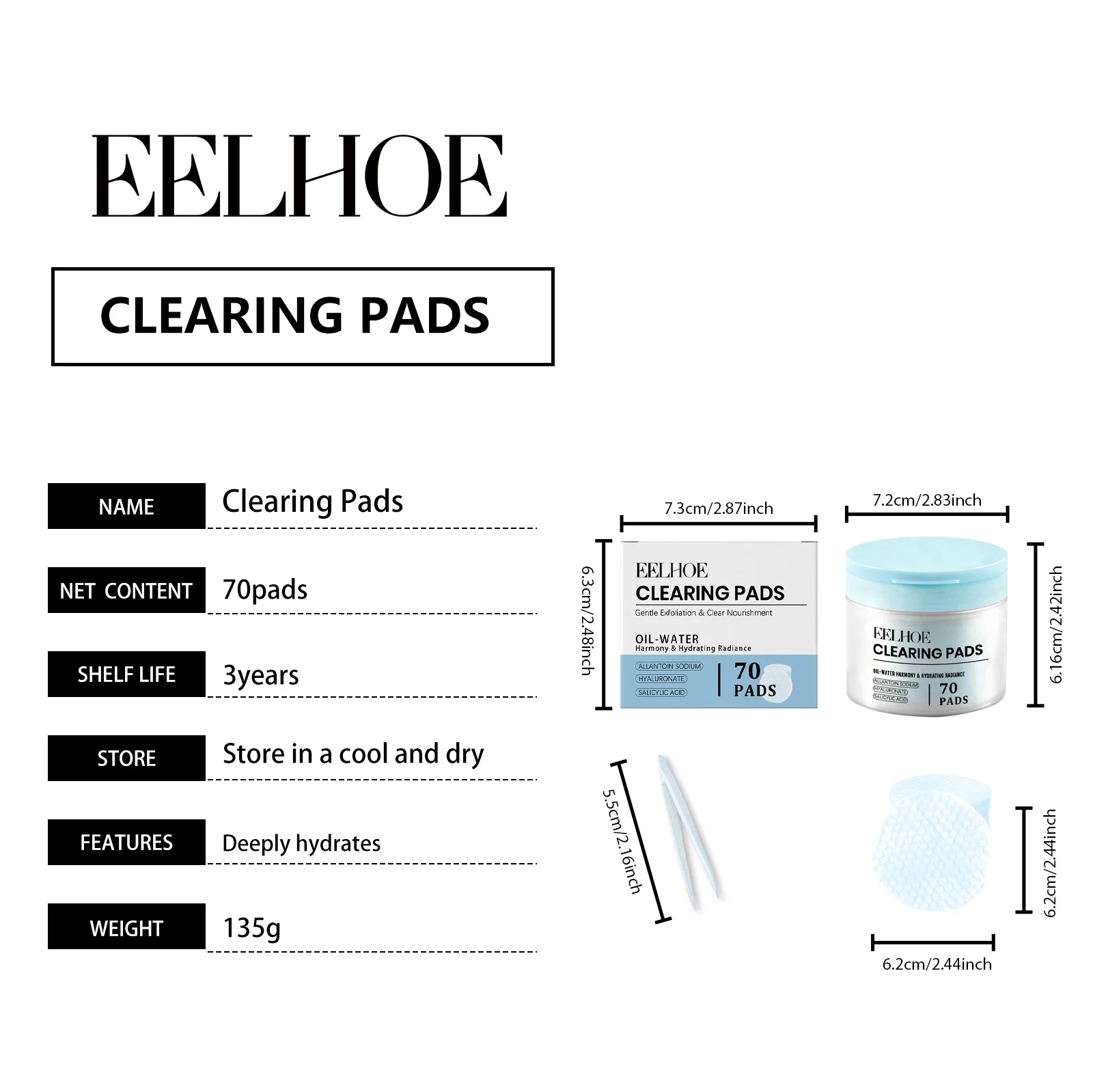 Salicylic Acid Toner Pads for Deep Hydration & Gentle Exfoliation, 70 Pads Set 2 salicylic acid toner pads hydration exfoliation der p7rvz38u desc 2