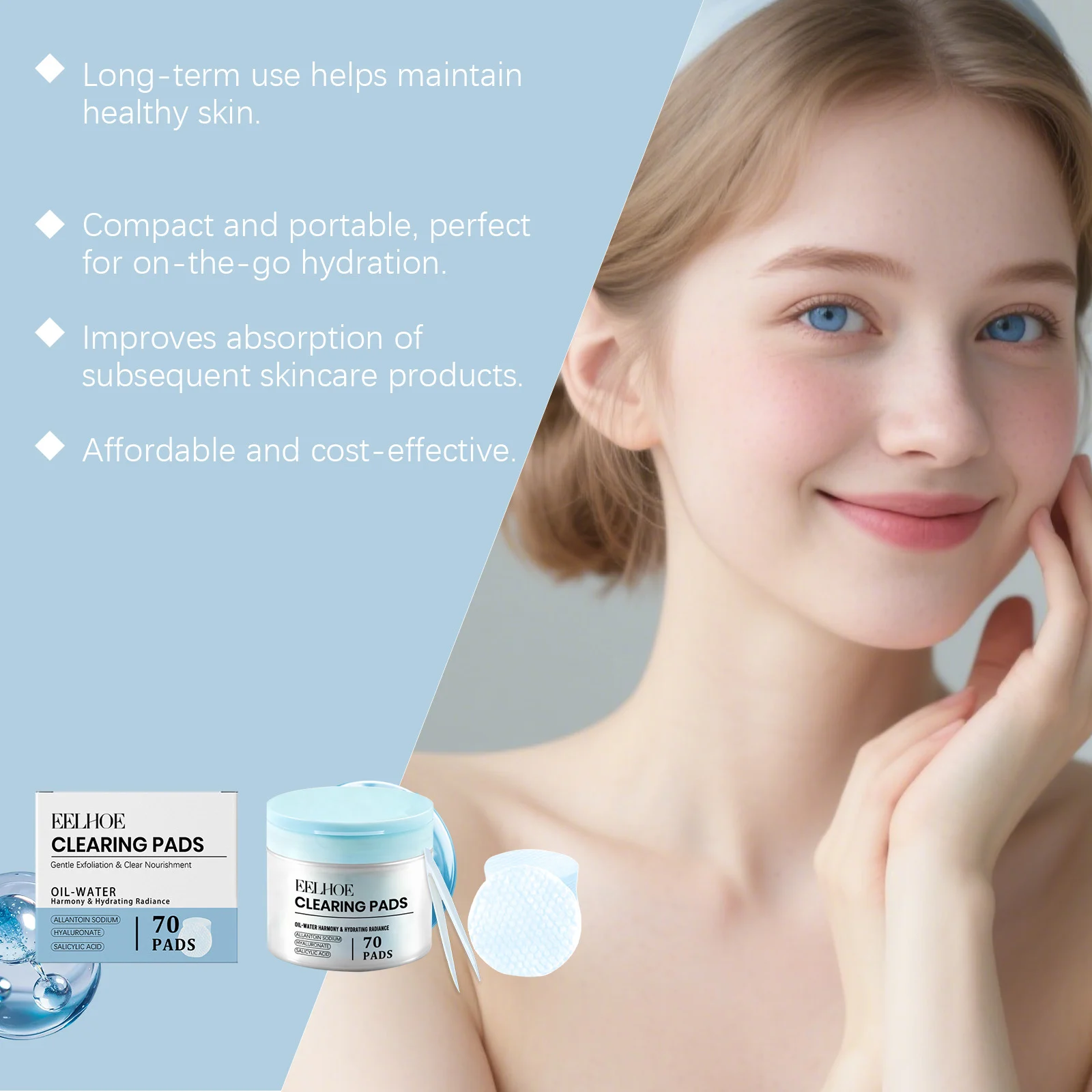 Salicylic Acid Toner Pads for Deep Hydration & Gentle Exfoliation, 70 Pads Set 6 salicylic acid toner pads hydration exfoliation der p7rvz38u desc 6