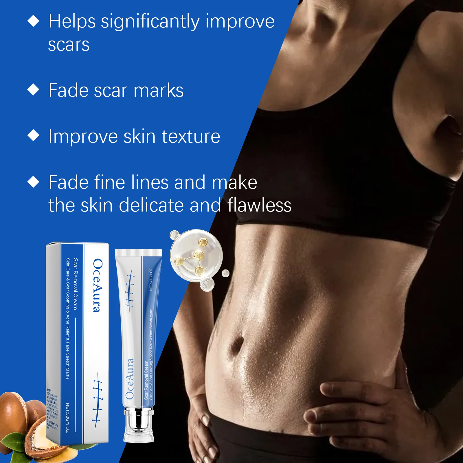 OceAura Skin Repair Cream for Scar Fading, Moisturizing & Stretch Mark Relief 8 scar repair cream cih b567q2ns desc 8