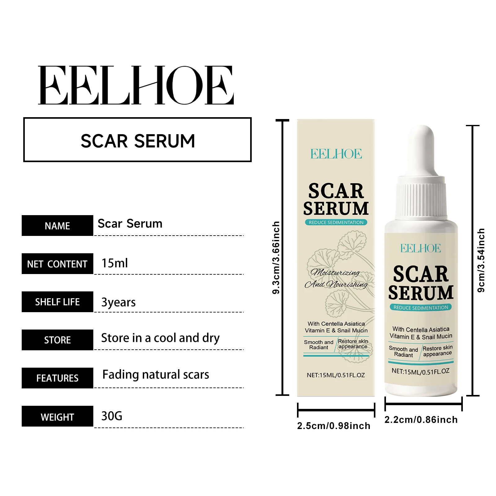 Scar Serum with Snail Mucin & Vitamin E 15ml for Skin Repair and Hydration 1 scar serum snail mucin vitamin e 15ml der rxasgrn3 desc 1
