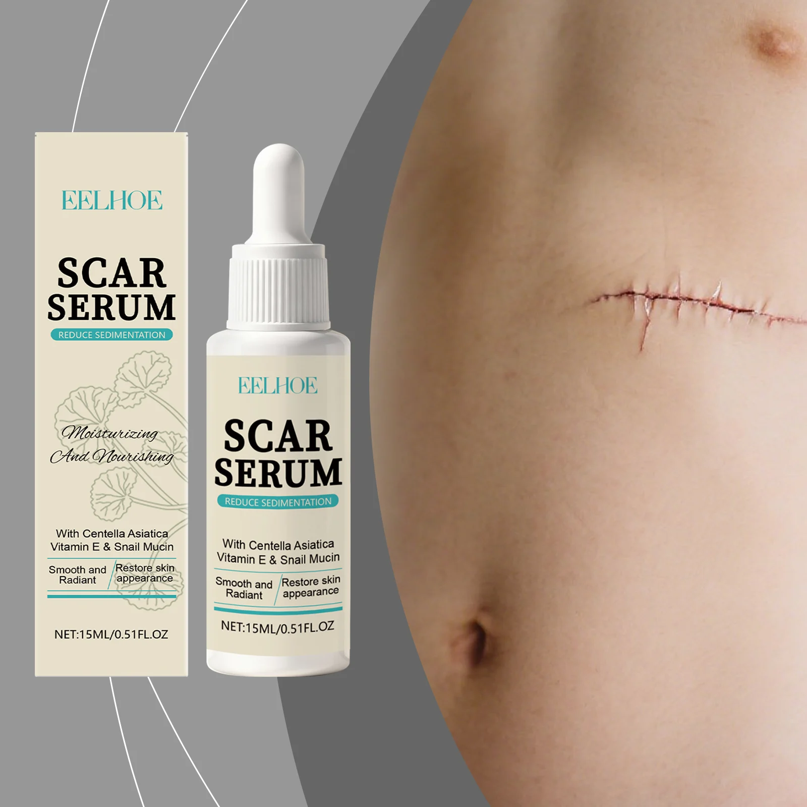 Scar Serum with Snail Mucin & Vitamin E 15ml for Skin Repair and Hydration 2 scar serum snail mucin vitamin e 15ml der rxasgrn3 desc 2