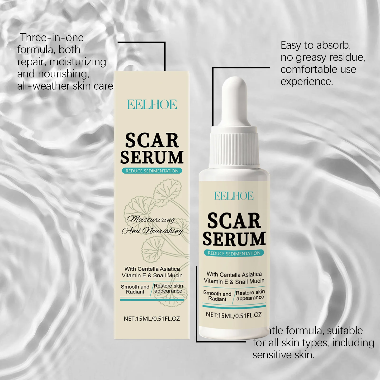 Scar Serum with Snail Mucin & Vitamin E 15ml for Skin Repair and Hydration 7 scar serum snail mucin vitamin e 15ml der rxasgrn3 desc 7