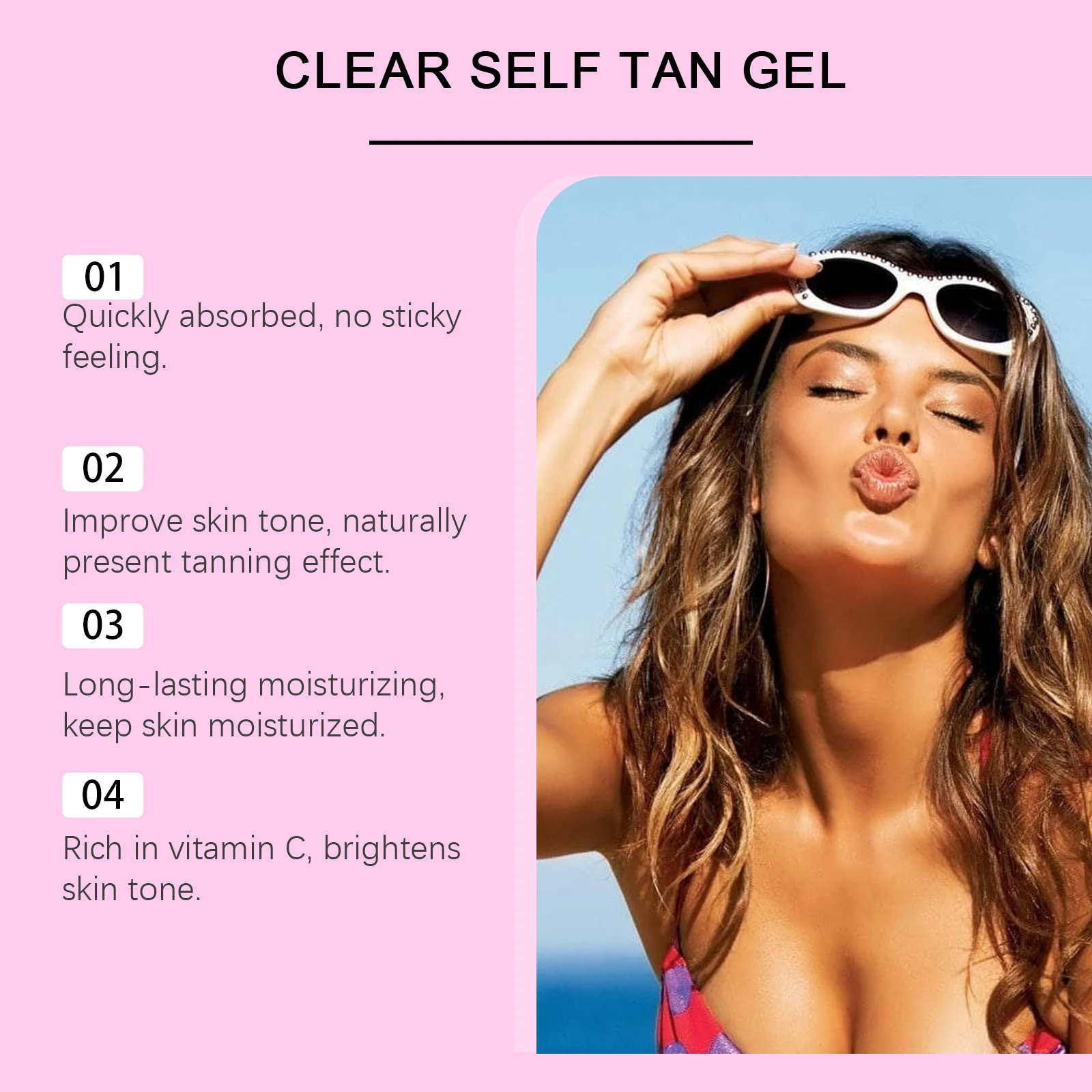Self Tan Gel 100ml for Glowing Wheat-Colored Skin with Hyaluronic Acid & Vitamin C 10 self tan gel moisturizing 100ml hyaluronic acid vitamin c cih b75ds5n3 desc 10