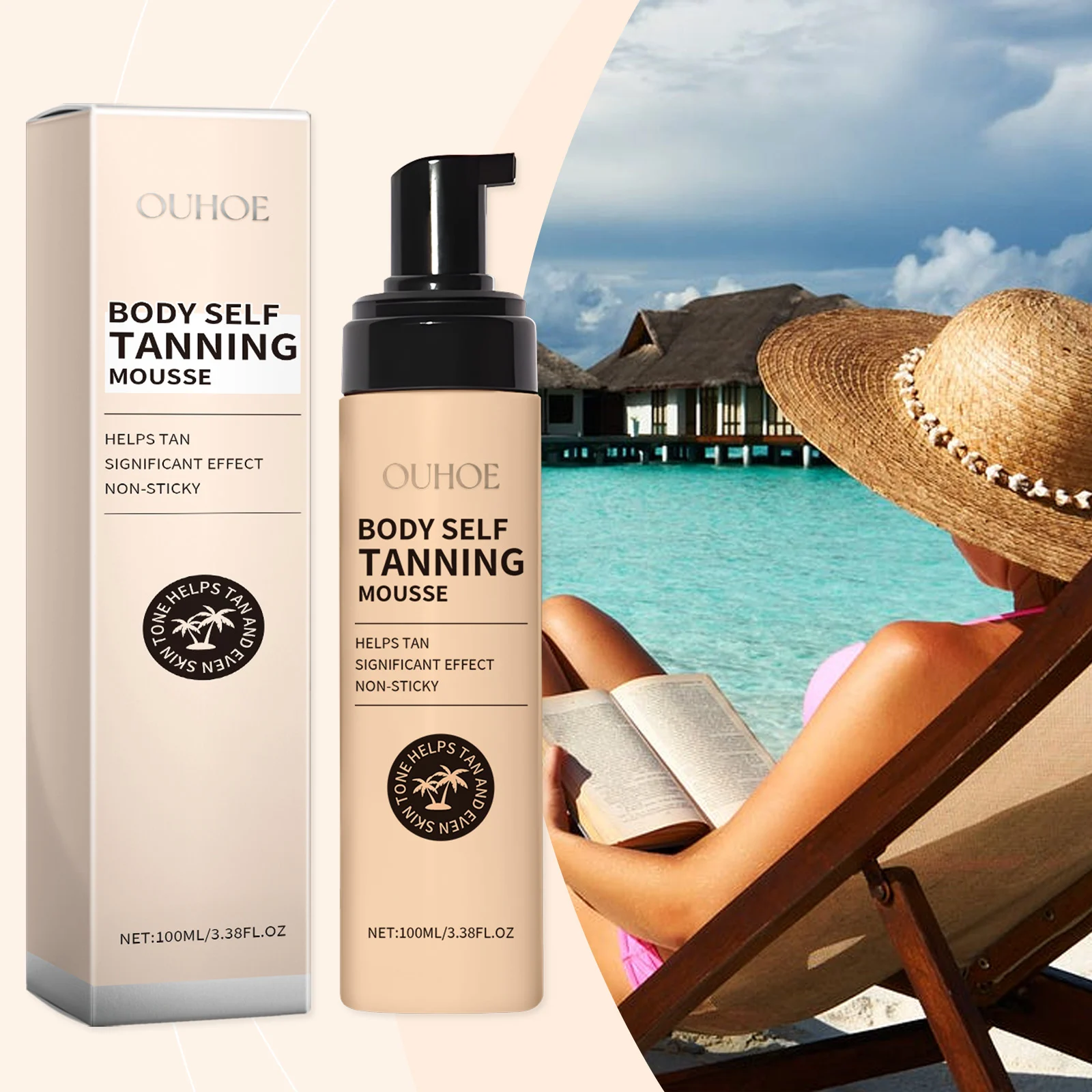 Self Tanning Mousse 100ml for Even Natural Sun-Kissed Glow & Deep Moisturizing 1 self tanning body mousse 100ml cih en4x4ww3 desc 2