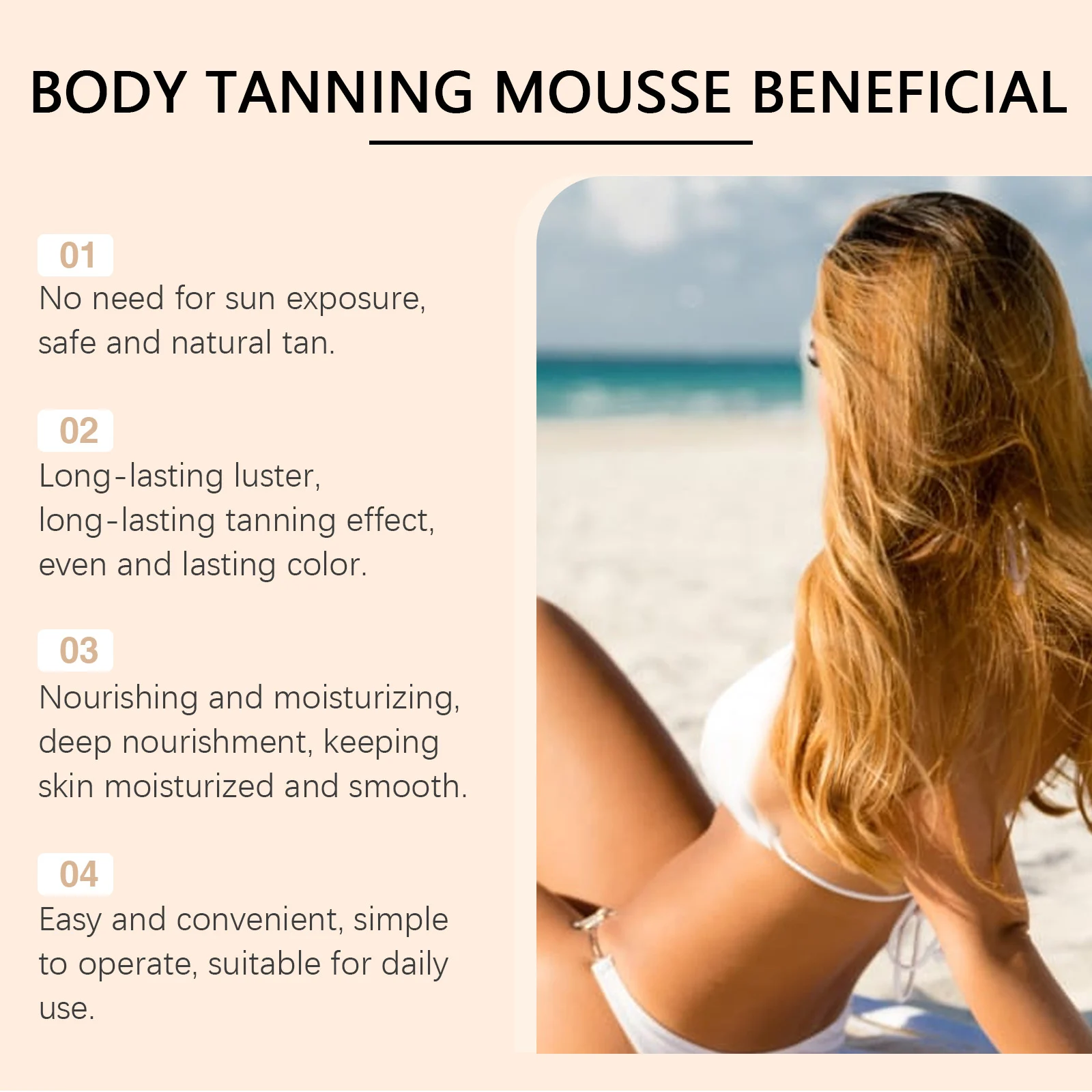 Self Tanning Mousse 100ml for Even Natural Sun-Kissed Glow & Deep Moisturizing 4 self tanning body mousse 100ml cih en4x4ww3 desc 5