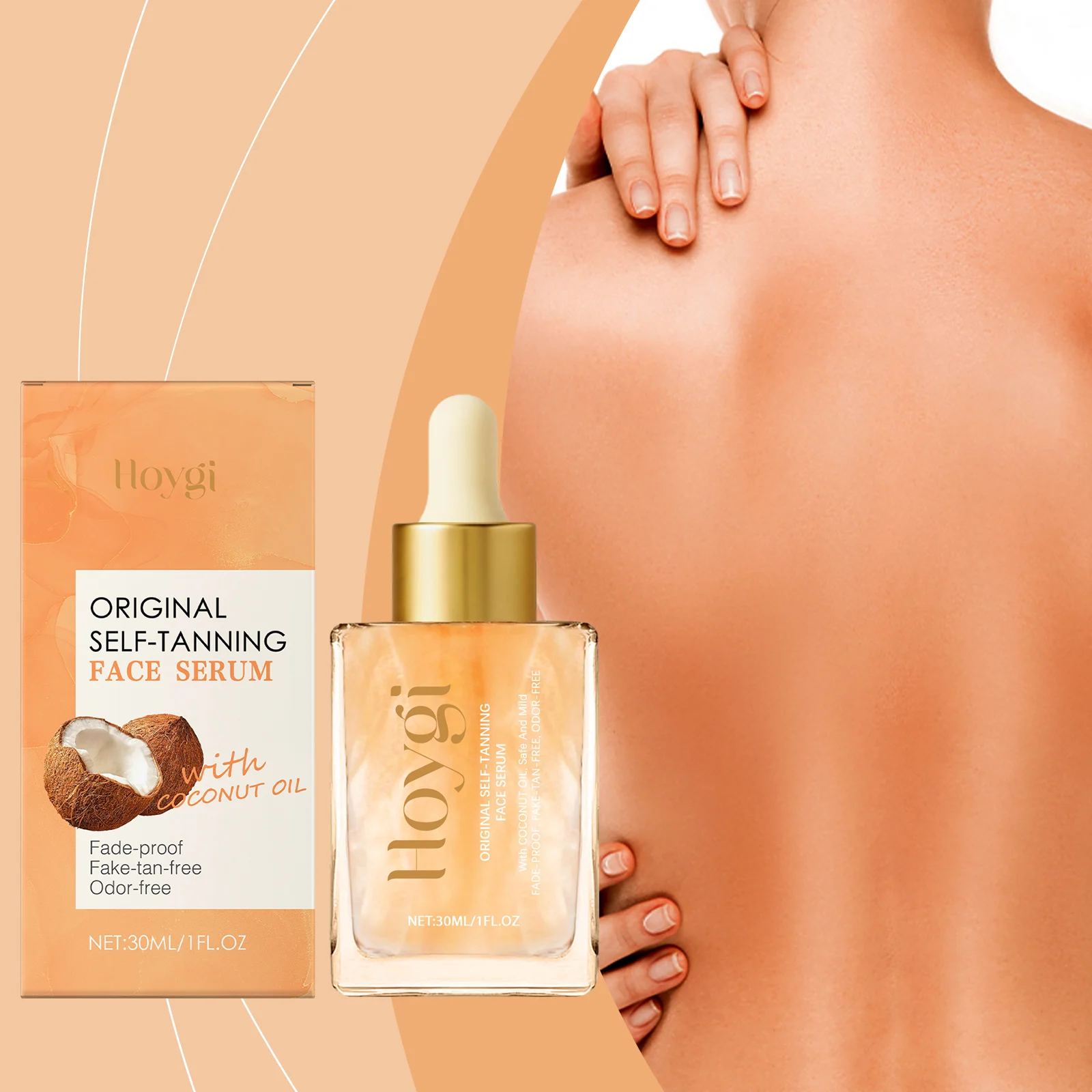 Hoygi Self-Tanning Face Serum with Coconut Oil for Even Skin Tone & Healthy Glow 2 self tanning face serum cih hb4stwxb desc 2