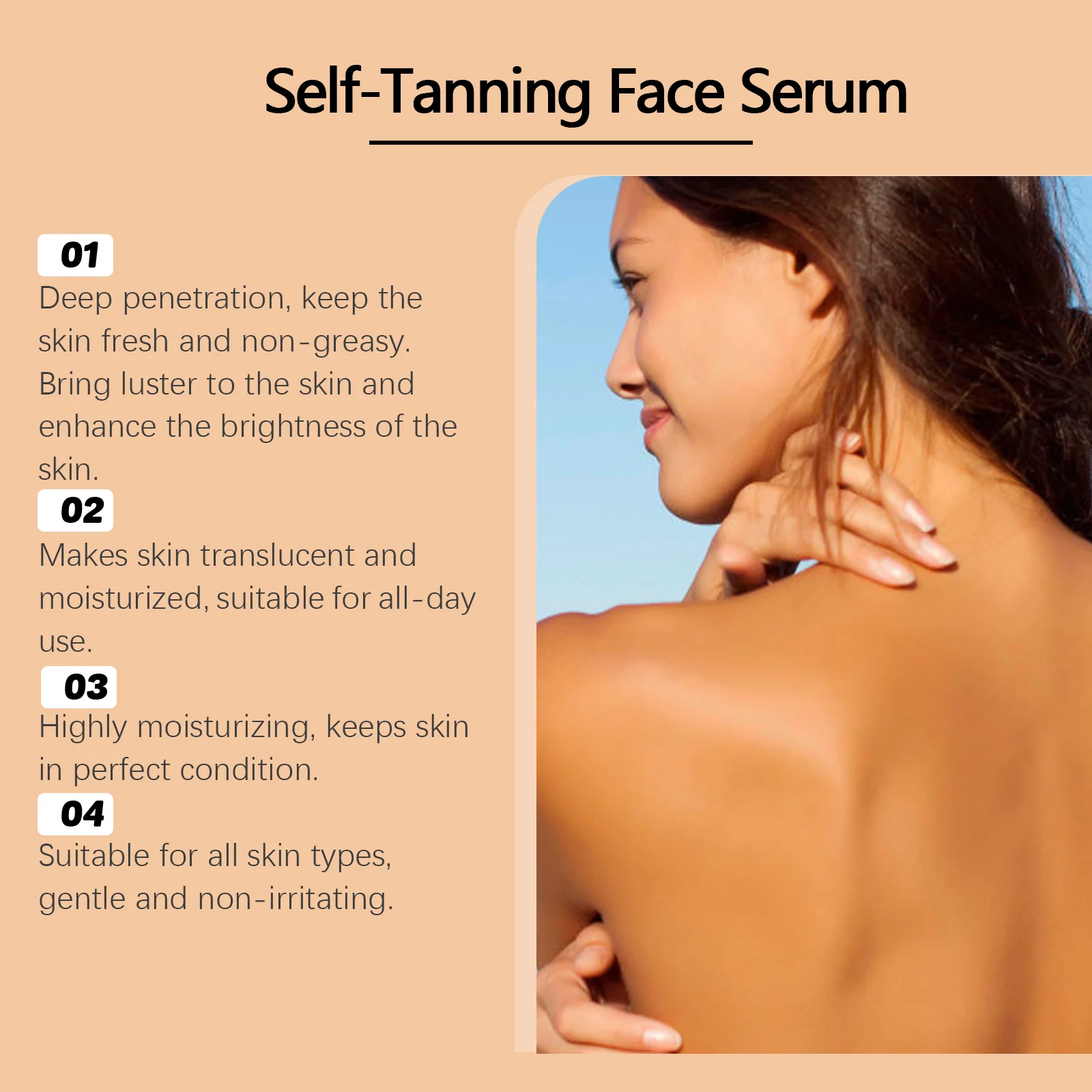 Hoygi Self-Tanning Face Serum with Coconut Oil for Even Skin Tone & Healthy Glow 9 self tanning face serum cih hb4stwxb desc 9