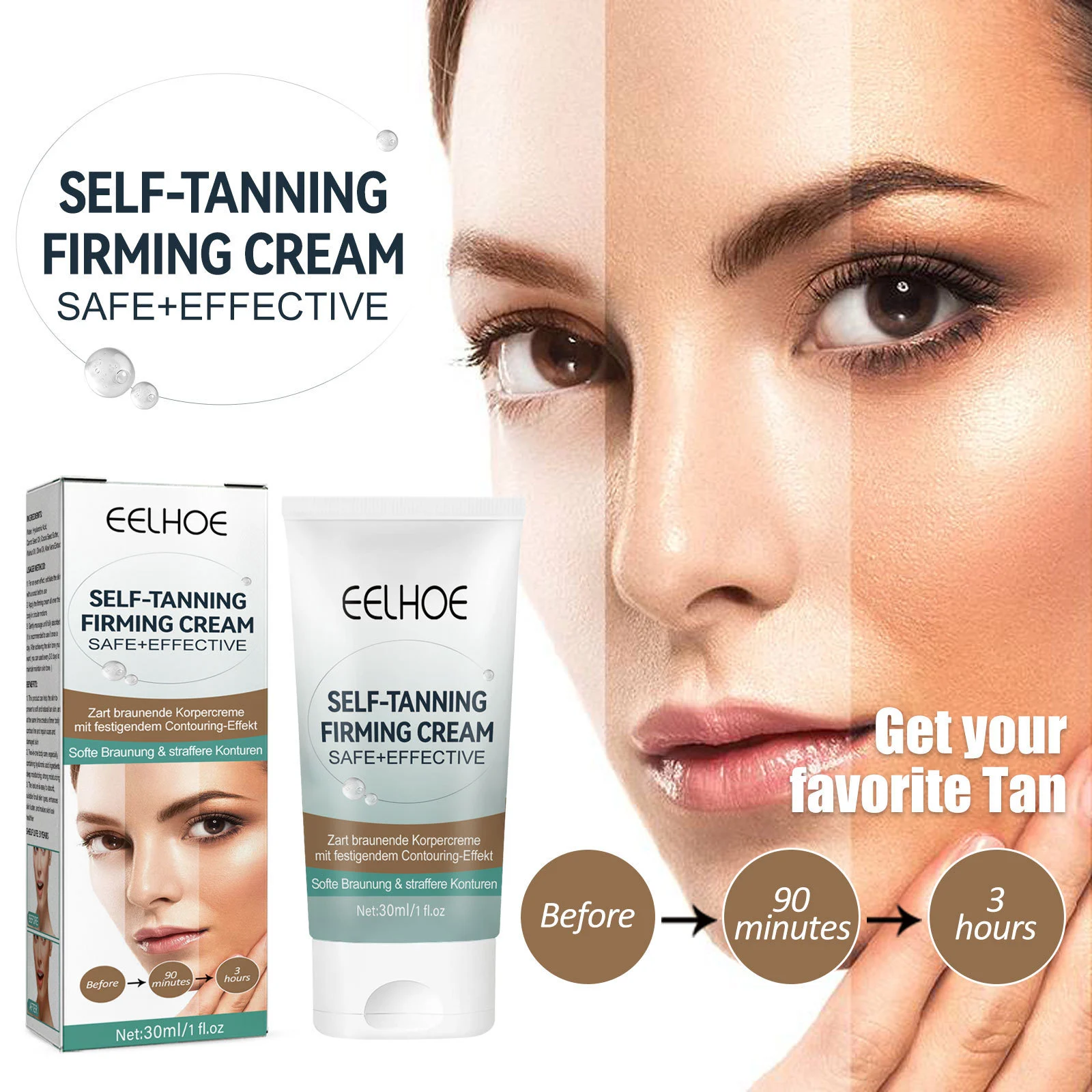 Self-Tanning Firming Cream 30ml - Sunless Tanning Moisturizer with Hyaluronic Acid & Carrot Seed Oil for Glowing Skin 1 self tanning firming cream 30ml cih ye3tecdp desc 1