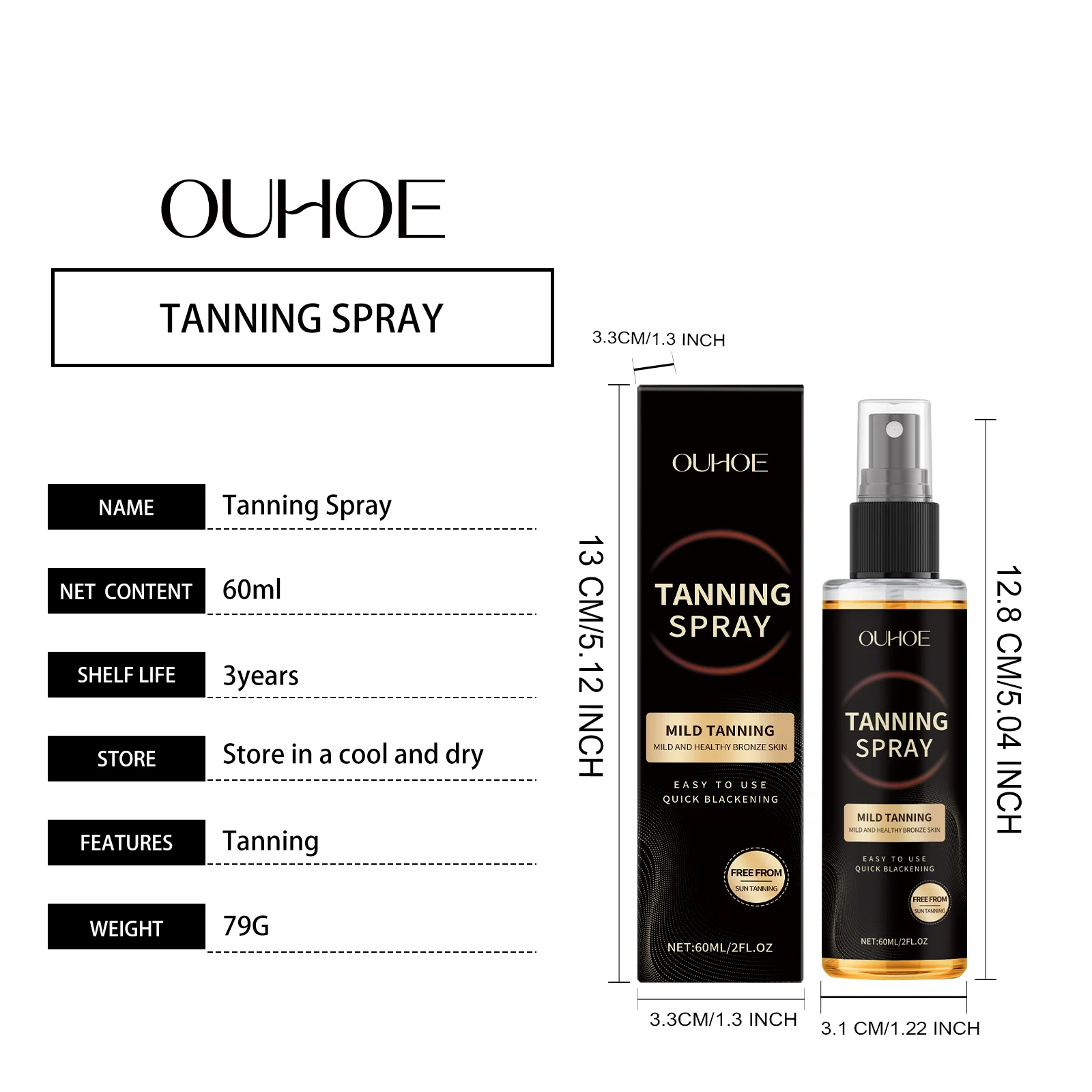 Self Tanning Spray 60ml, Instant Bronzing Mist with Natural & Moisturizing Formula for Even, Sunless Glow 1 self tanning spray 60ml instant bronzing mist der yxwat64y desc 1