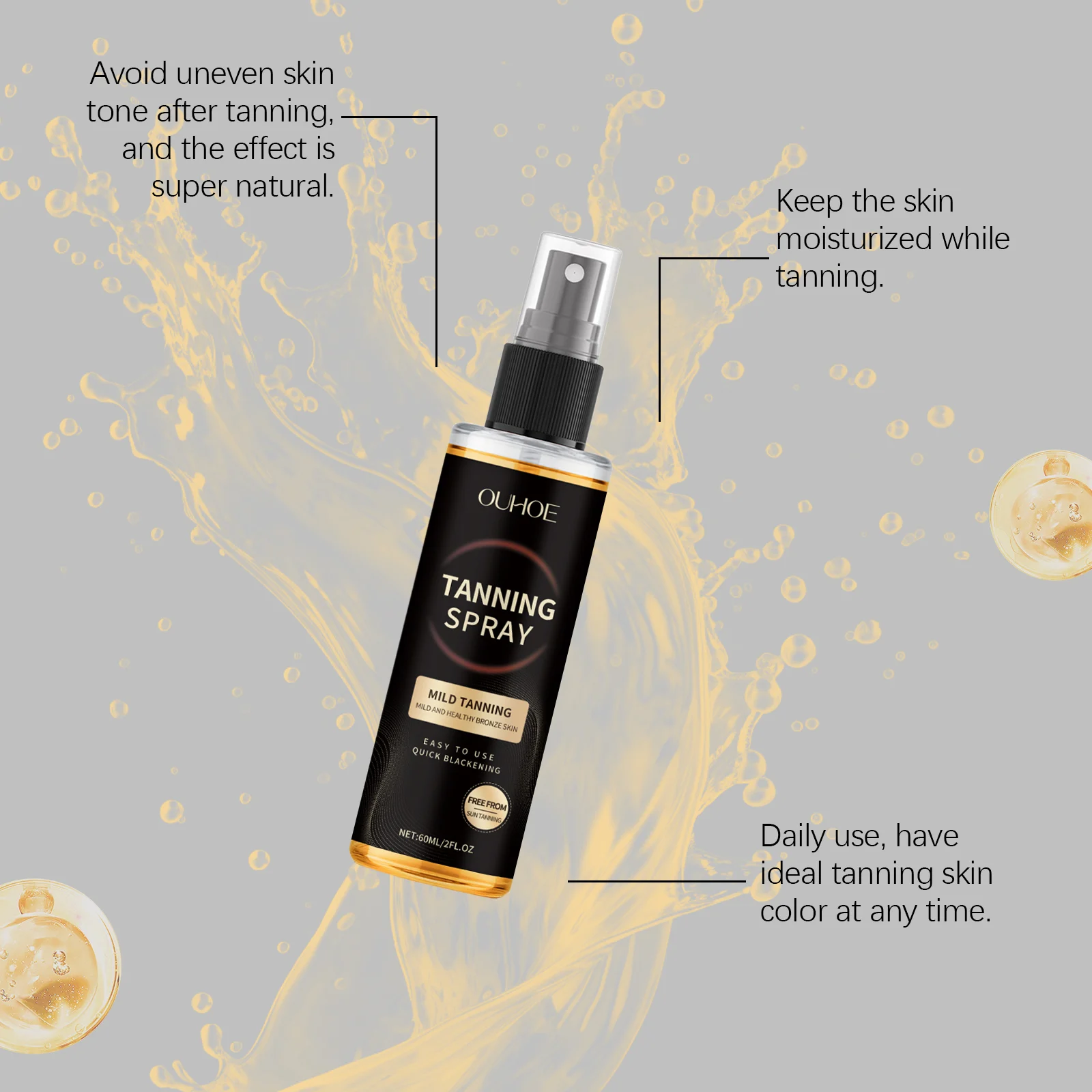 Self Tanning Spray 60ml, Instant Bronzing Mist with Natural & Moisturizing Formula for Even, Sunless Glow 8 self tanning spray 60ml instant bronzing mist der yxwat64y desc 8