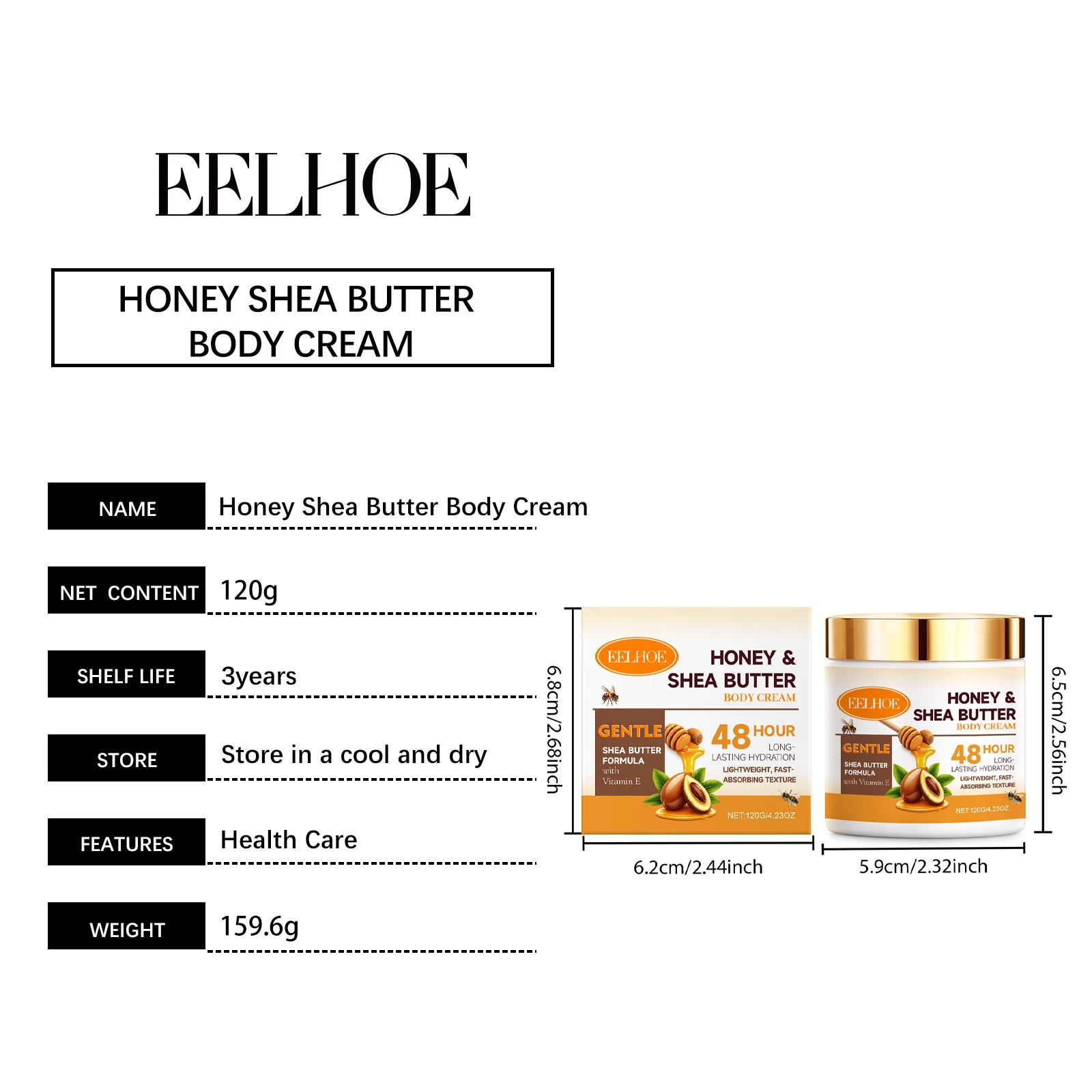 Shea Butter Body Cream Deep Moisturizing Lightweight Formula 120g 1 shea butter body cream 120g eelho der ut4v9thf desc 1