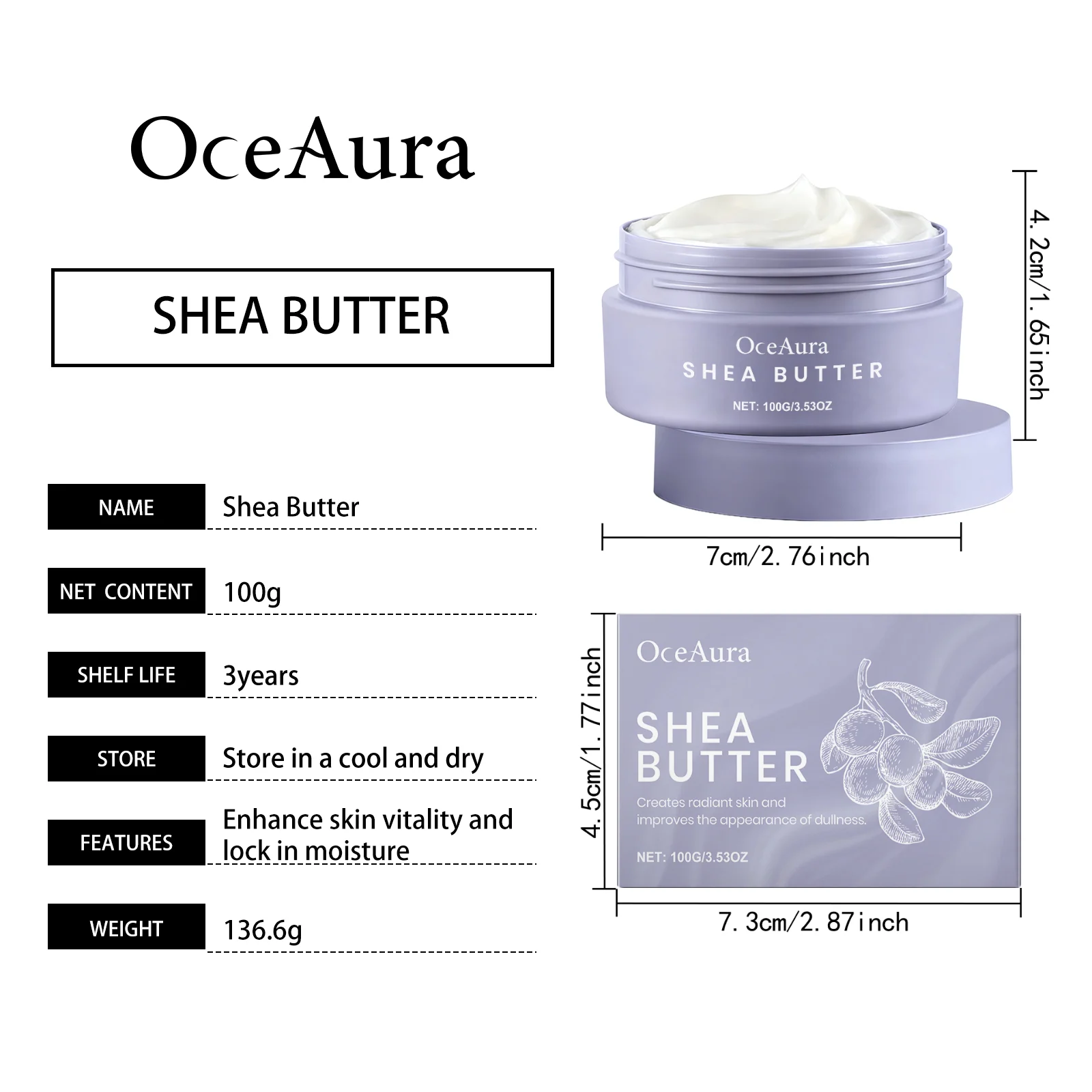 OceAura Shea Butter Moisturizing Cream - Deep Nourishment & Quick Absorption for Dry Skin 1 shea butter moisturizing cream der yq9hu7h5 desc 1