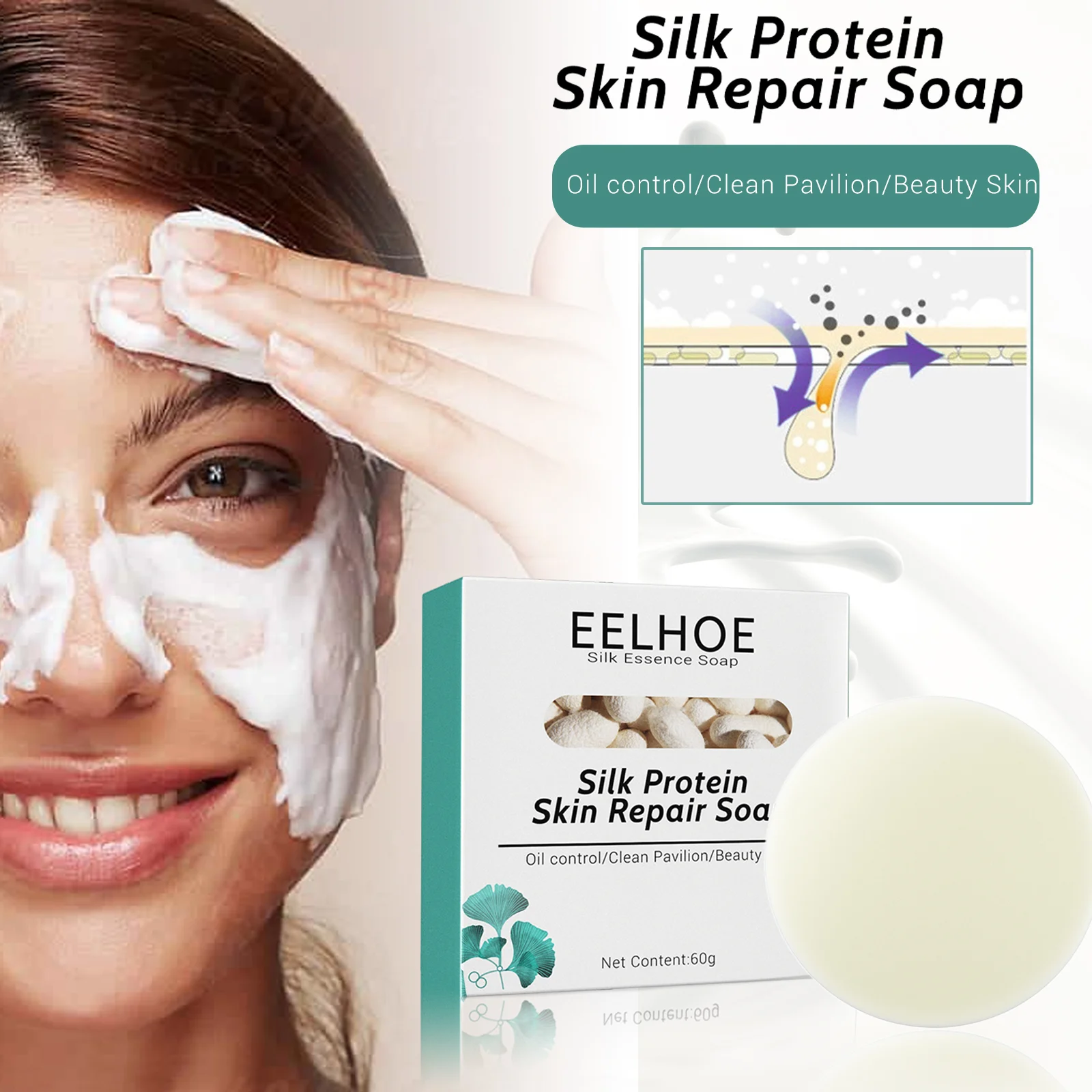 Silk Protein Facial Soap Bar Deep Cleansing Skin Repair Moisturizing Goat Milk Cleanser 2 silk protein facial soap bar deep cleansing repair cih kh4ygjpe desc 2