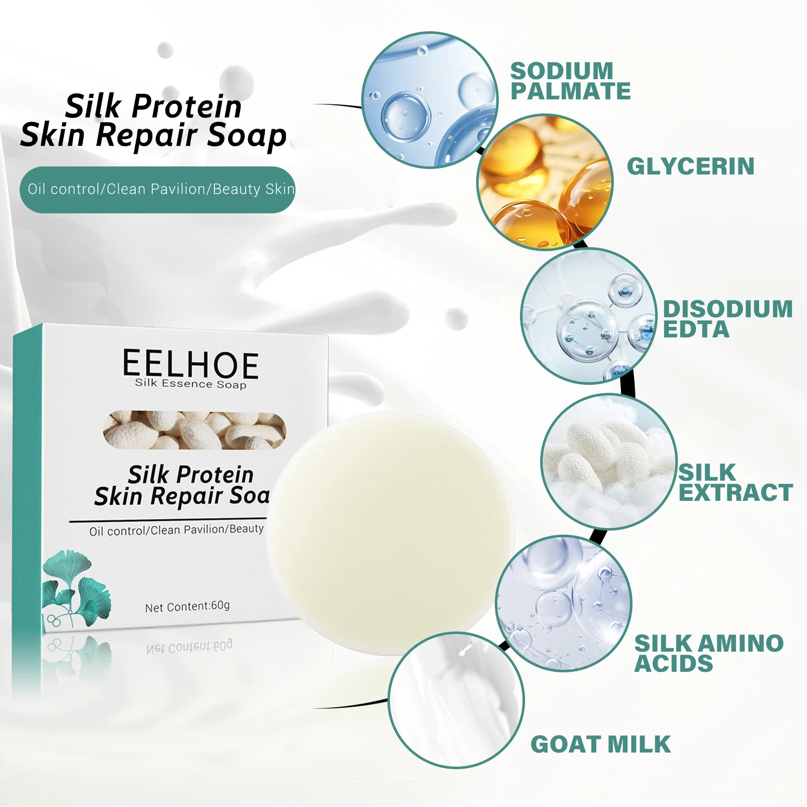 Silk Protein Facial Soap Bar Deep Cleansing Skin Repair Moisturizing Goat Milk Cleanser 3 silk protein facial soap bar deep cleansing repair cih kh4ygjpe desc 3