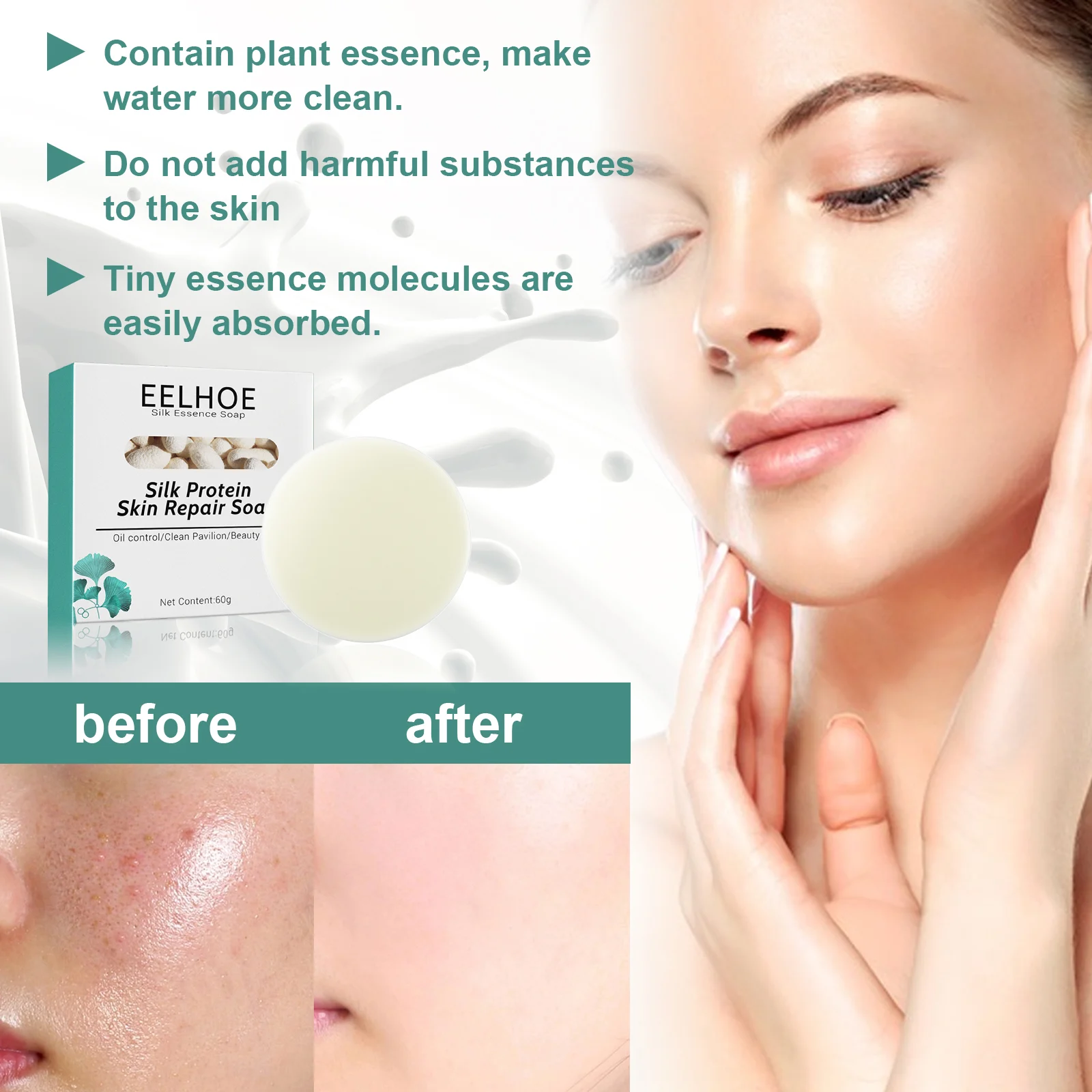 Silk Protein Facial Soap Bar Deep Cleansing Skin Repair Moisturizing Goat Milk Cleanser 5 silk protein facial soap bar deep cleansing repair cih kh4ygjpe desc 5