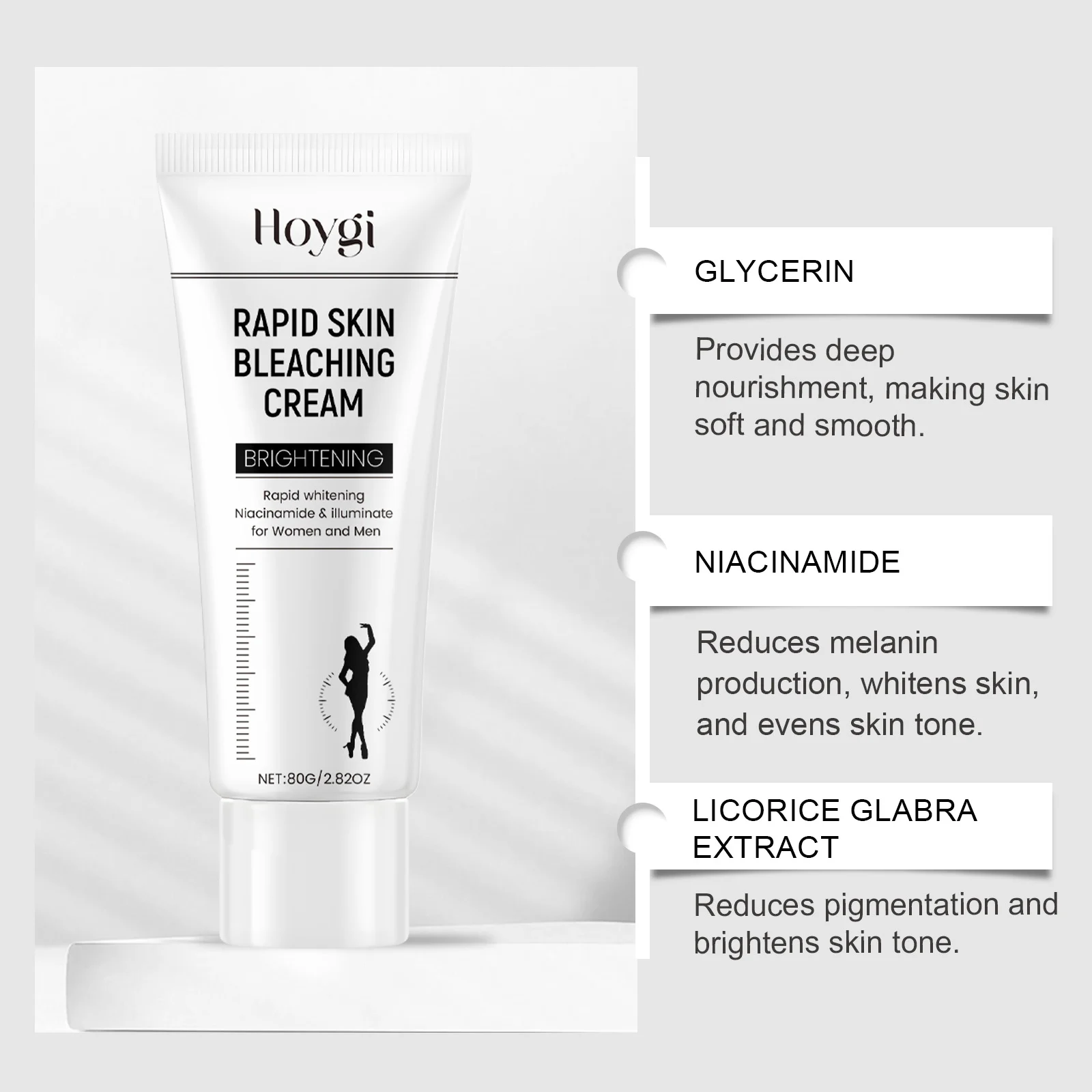 Hoygi Rapid Skin Bleaching Cream with Niacinamide & Vitamin C, Brightening & Moisturizing Body Cream 5 skin bleaching moisturizing cream cih 8beurhnp desc 5