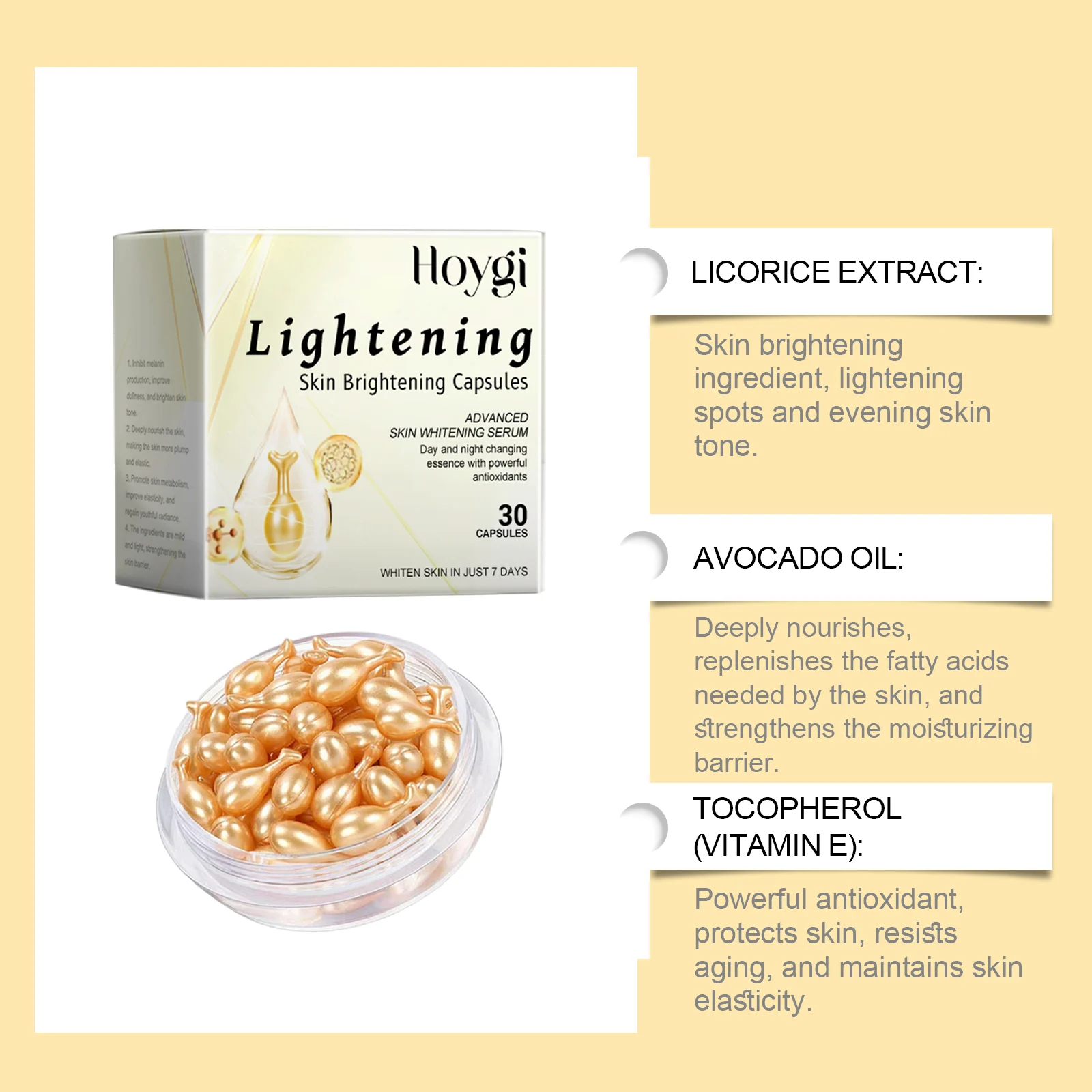 Skin Brightening Capsules 30 Capsules Anti-Aging Moisturizing Serum with Vitamin E & Licorice Extract 7 skin brightening capsules anti aging moisturizing serum cih ezr8q6un desc 7