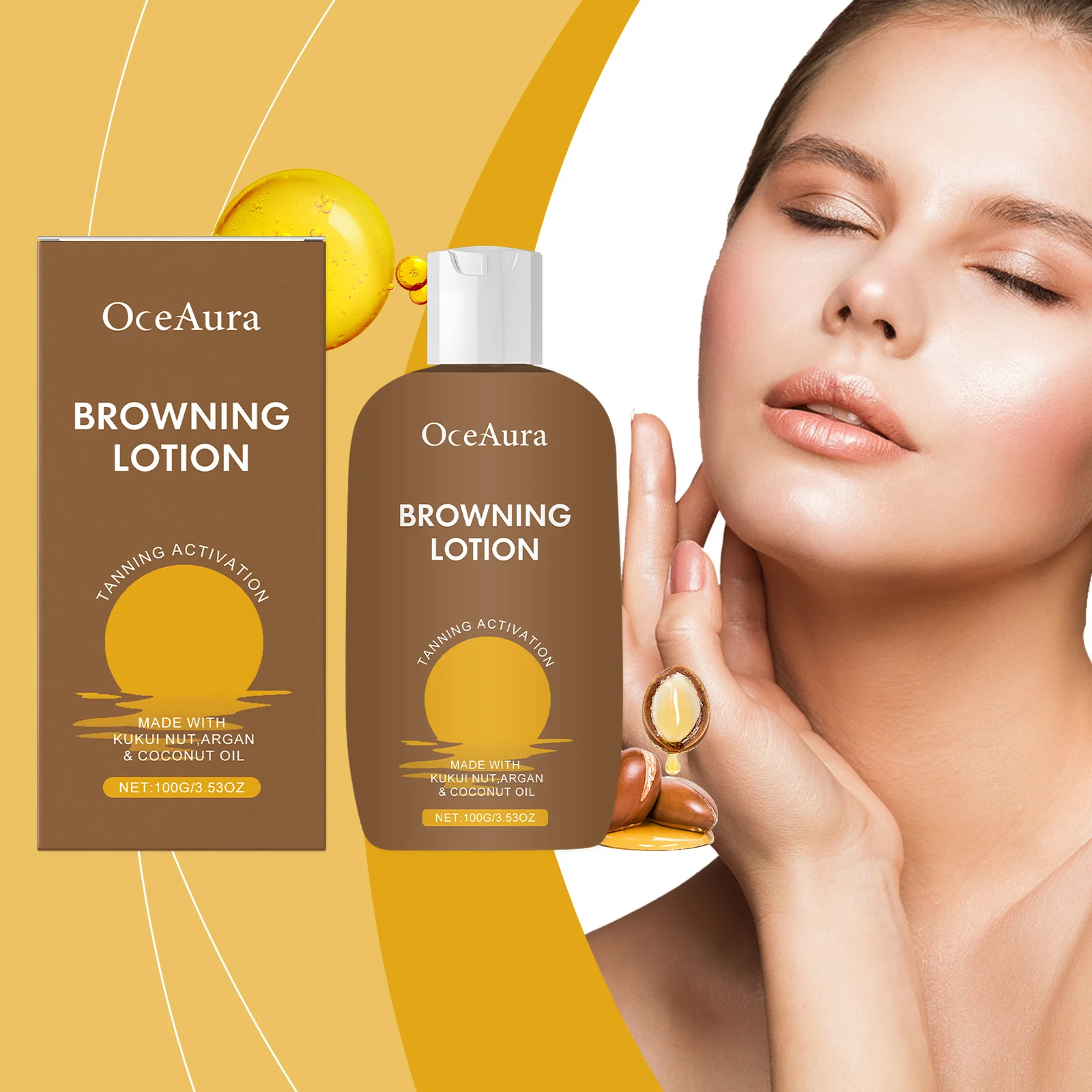 Skin Browning Lotion with Argan & Coconut Oil for Natural Tanning & Moisturizing 100g 2 skin browning lotion argan coconut oil 100g cih x5gw77y4 desc 2