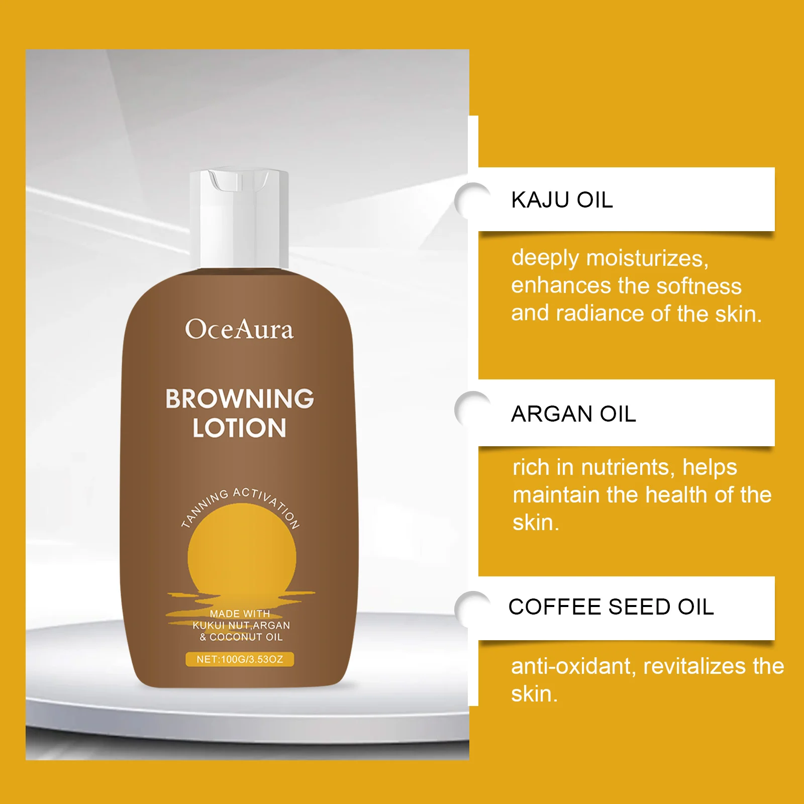 Skin Browning Lotion with Argan & Coconut Oil for Natural Tanning & Moisturizing 100g 7 skin browning lotion argan coconut oil 100g cih x5gw77y4 desc 7