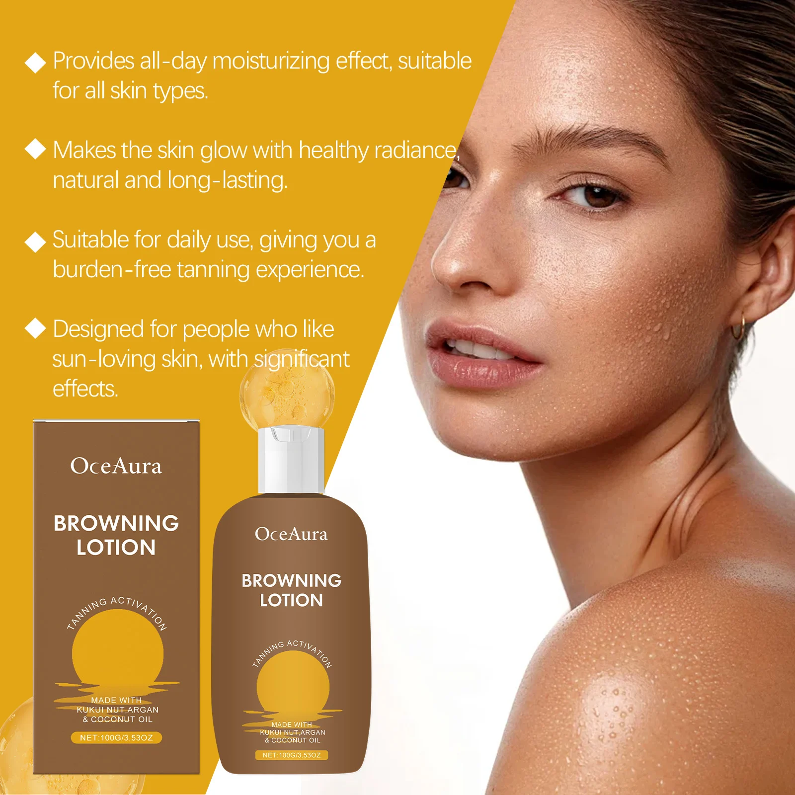 Skin Browning Lotion with Argan & Coconut Oil for Natural Tanning & Moisturizing 100g 9 skin browning lotion argan coconut oil 100g cih x5gw77y4 desc 9