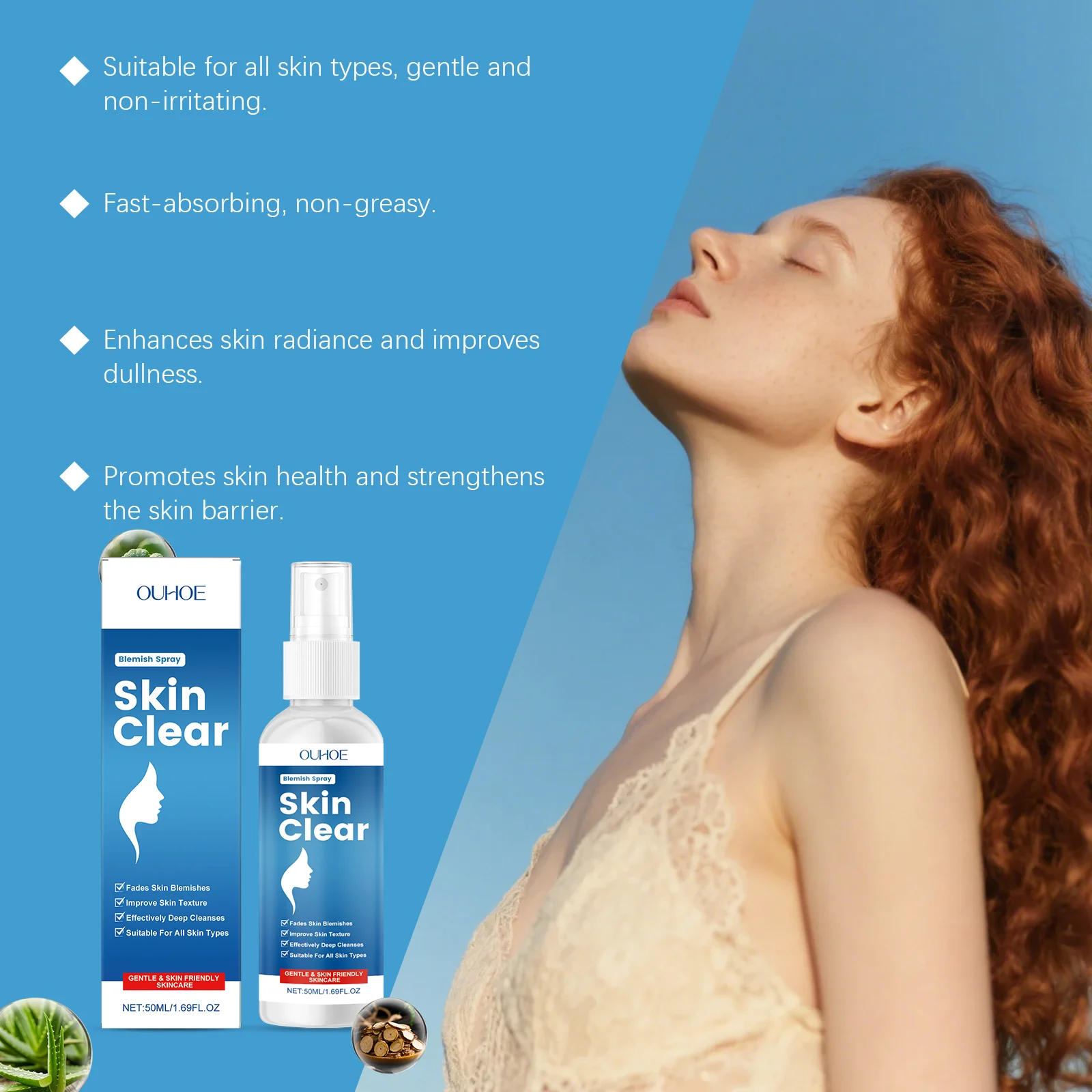 OUHOE Blemish Spray for Clear Skin, Fades Blemishes & Improves Texture 5 skin care blemish spray der tbgwk8ce desc 5