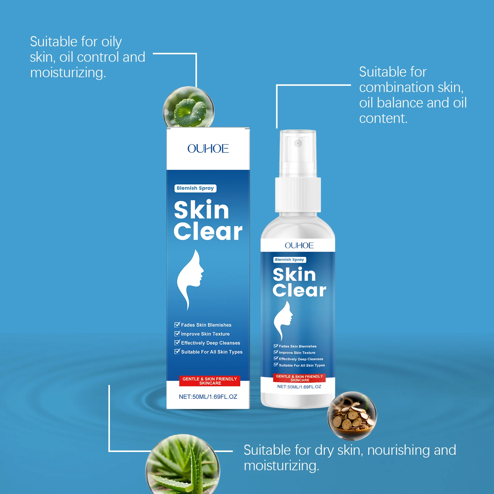 OUHOE Blemish Spray for Clear Skin, Fades Blemishes & Improves Texture 6 skin care blemish spray der tbgwk8ce desc 6